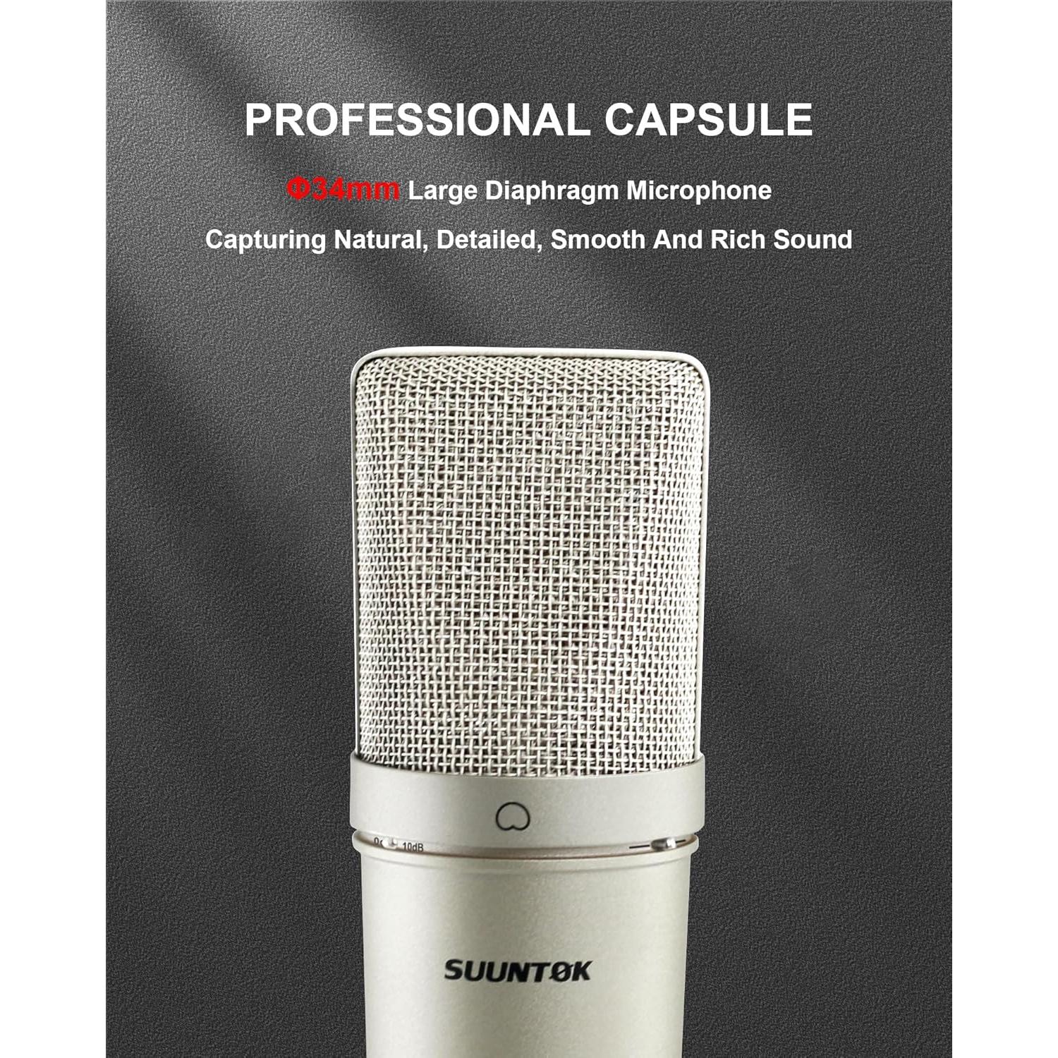 Micrófono XLR SUUNTOK TM87KB Condensador Cardioide 34mm