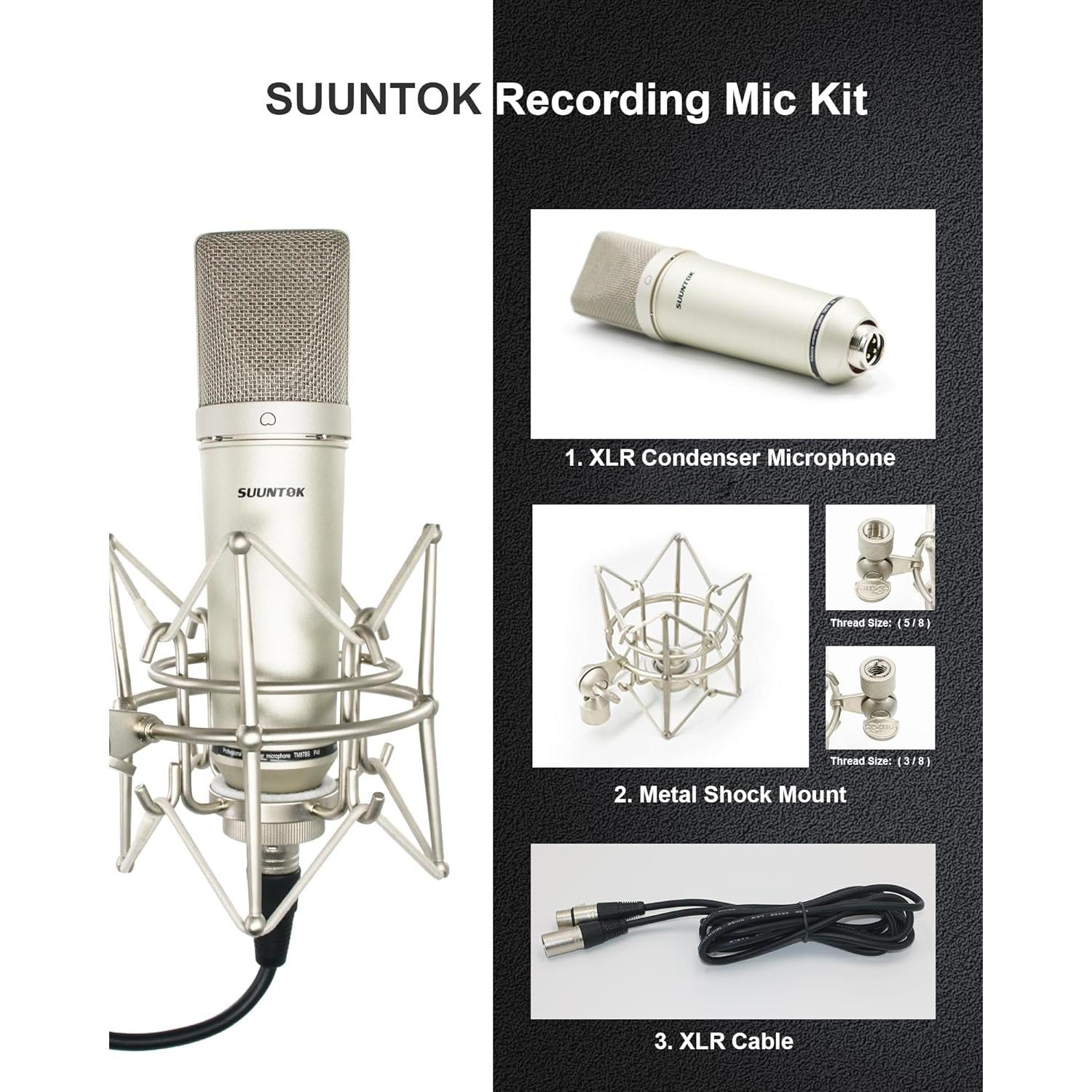 Micrófono XLR SUUNTOK TM87KB Condensador Cardioide 34mm