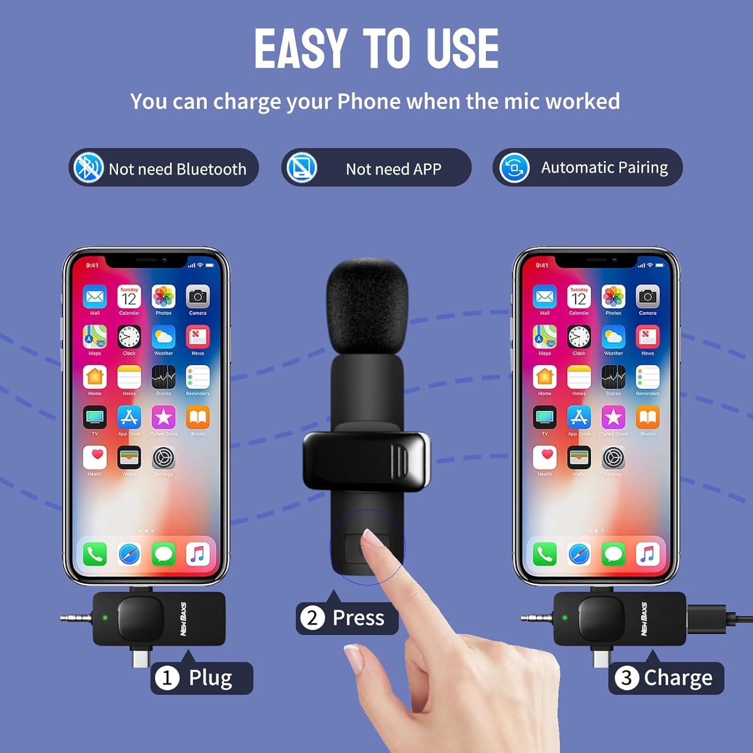 Micrófono Lavalier Inalámbrico NEWBAXS AR6 con Reducción de Ruido