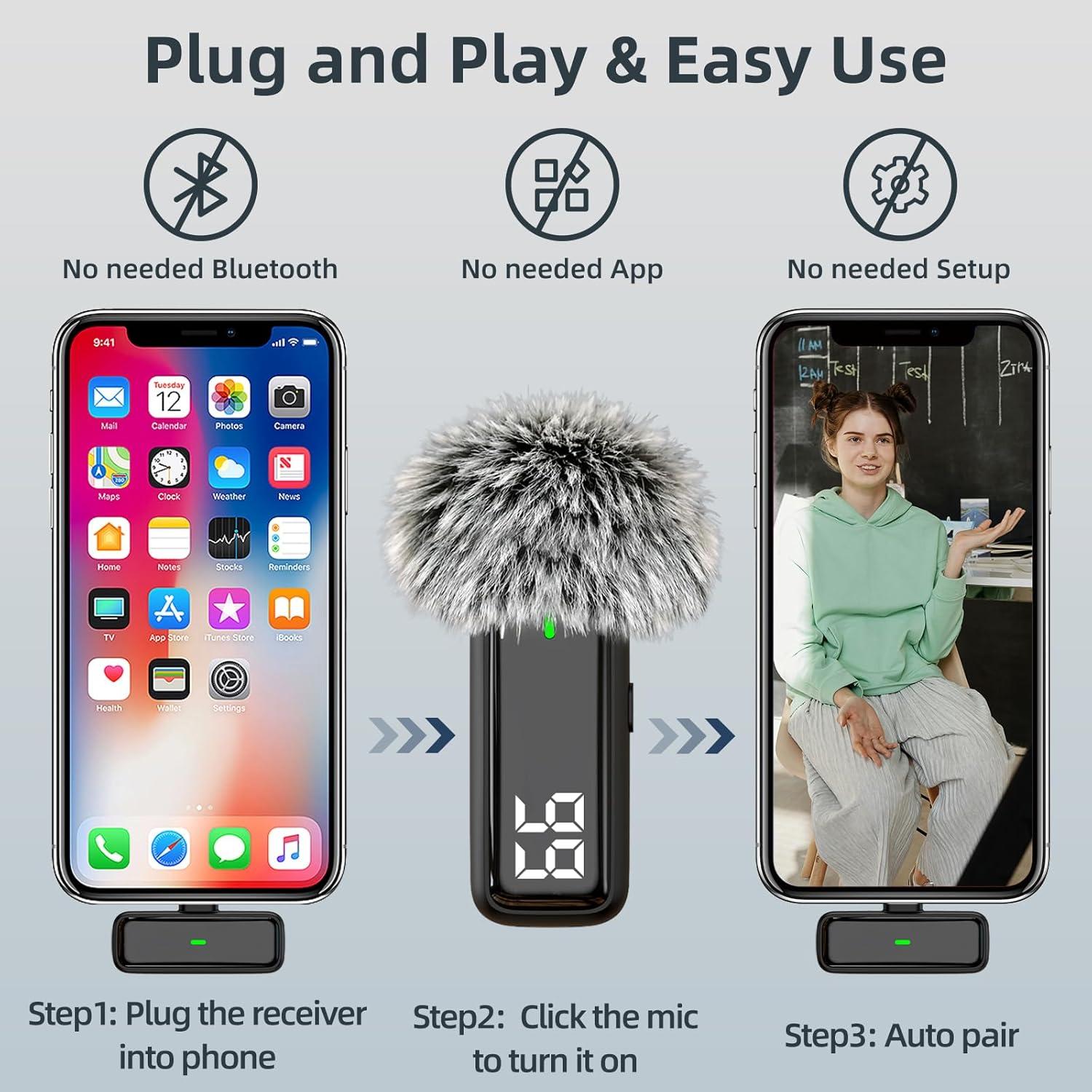 Micrófono Lavalier Inalámbrico USB C OUWEALY para iPhone 15/16