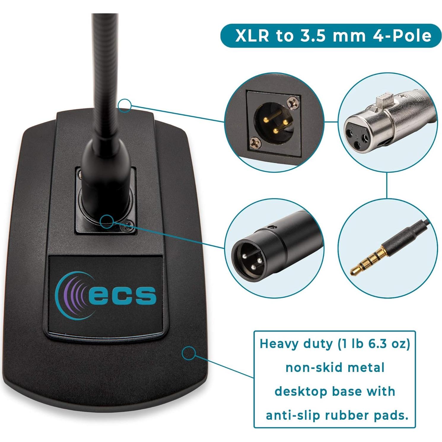 Micrófono de Cuello de Ganso ECS WordSentry 3.5mm para PC y Smartphones