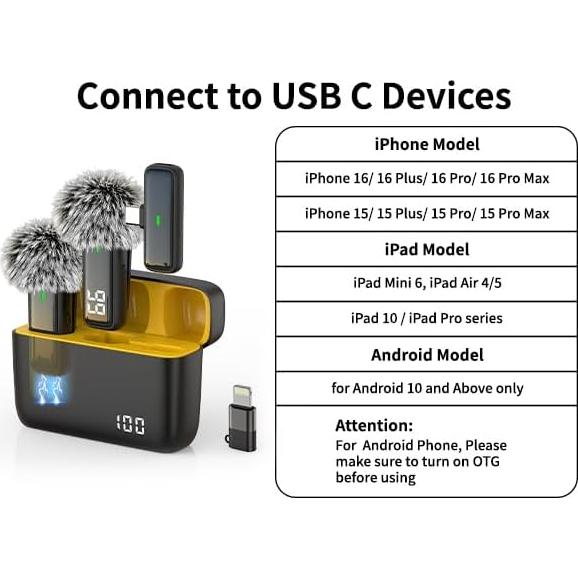 Micrófono Lavalier Inalámbrico NPTCL USB-C para iPhone 15/16