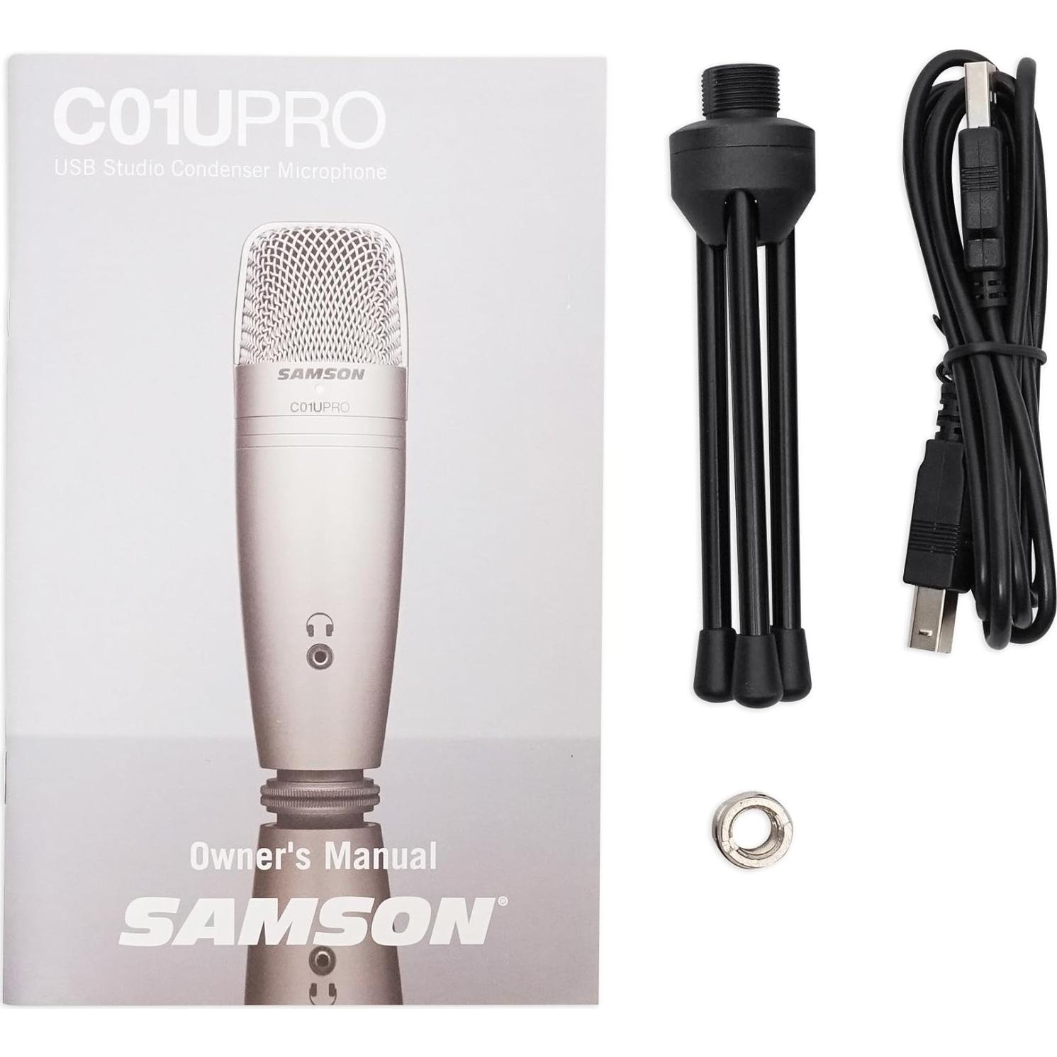 Micrófono de condensador USB Samson C01U Pro con soporte