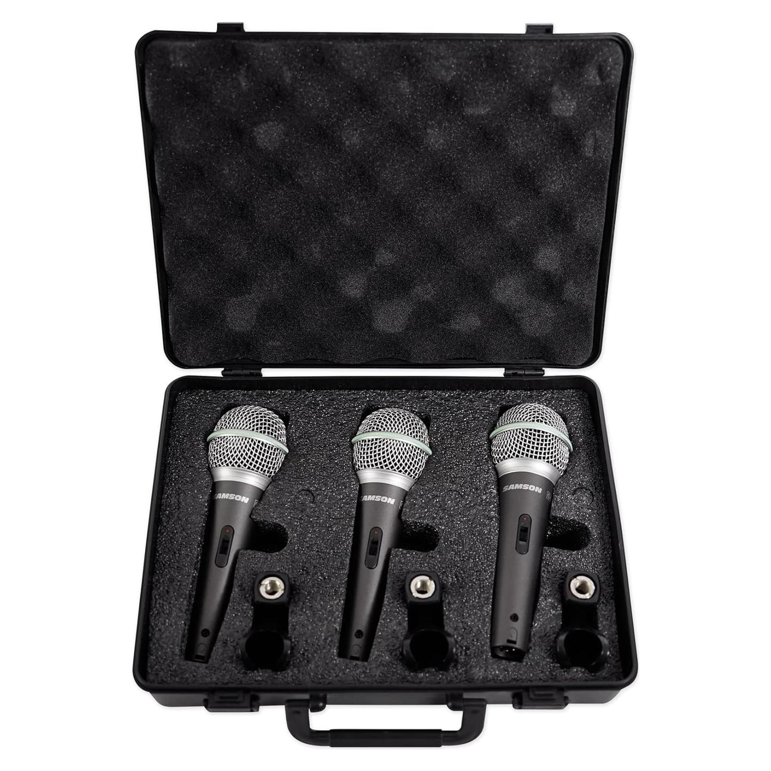 Paquete de 3 Micrófonos Dinámicos Samson Q6 Cardioides