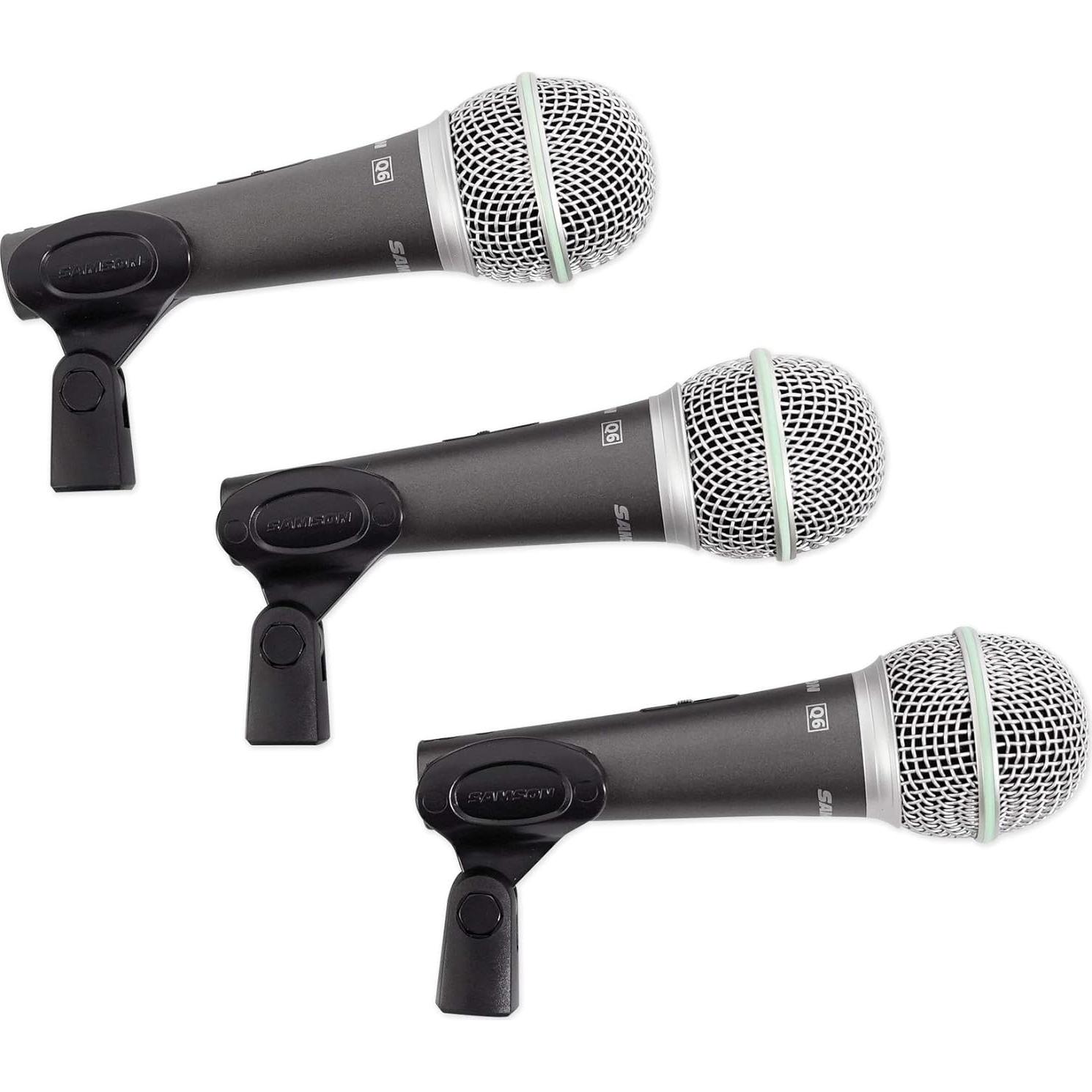 Paquete de 3 Micrófonos Dinámicos Samson Q6 Cardioides