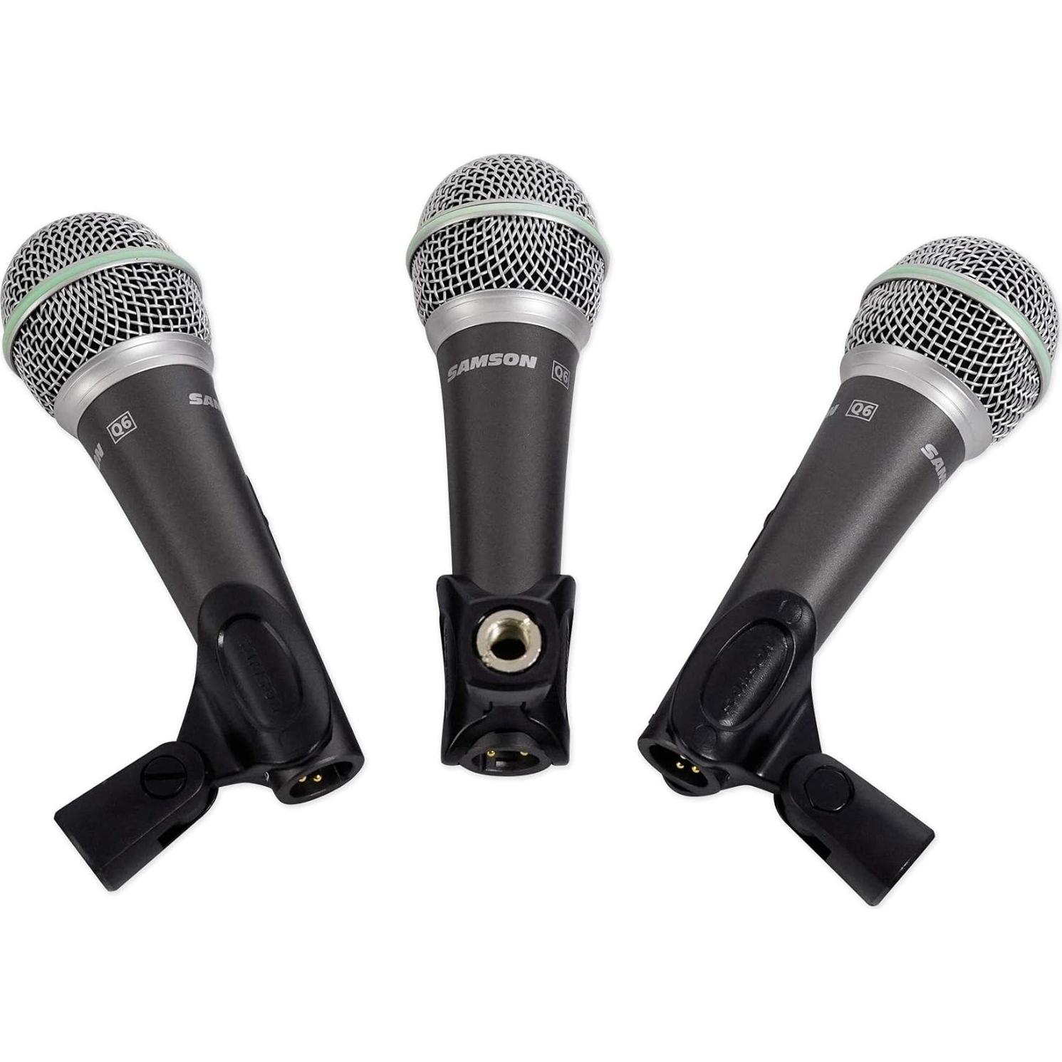 Paquete de 3 Micrófonos Dinámicos Samson Q6 Cardioides