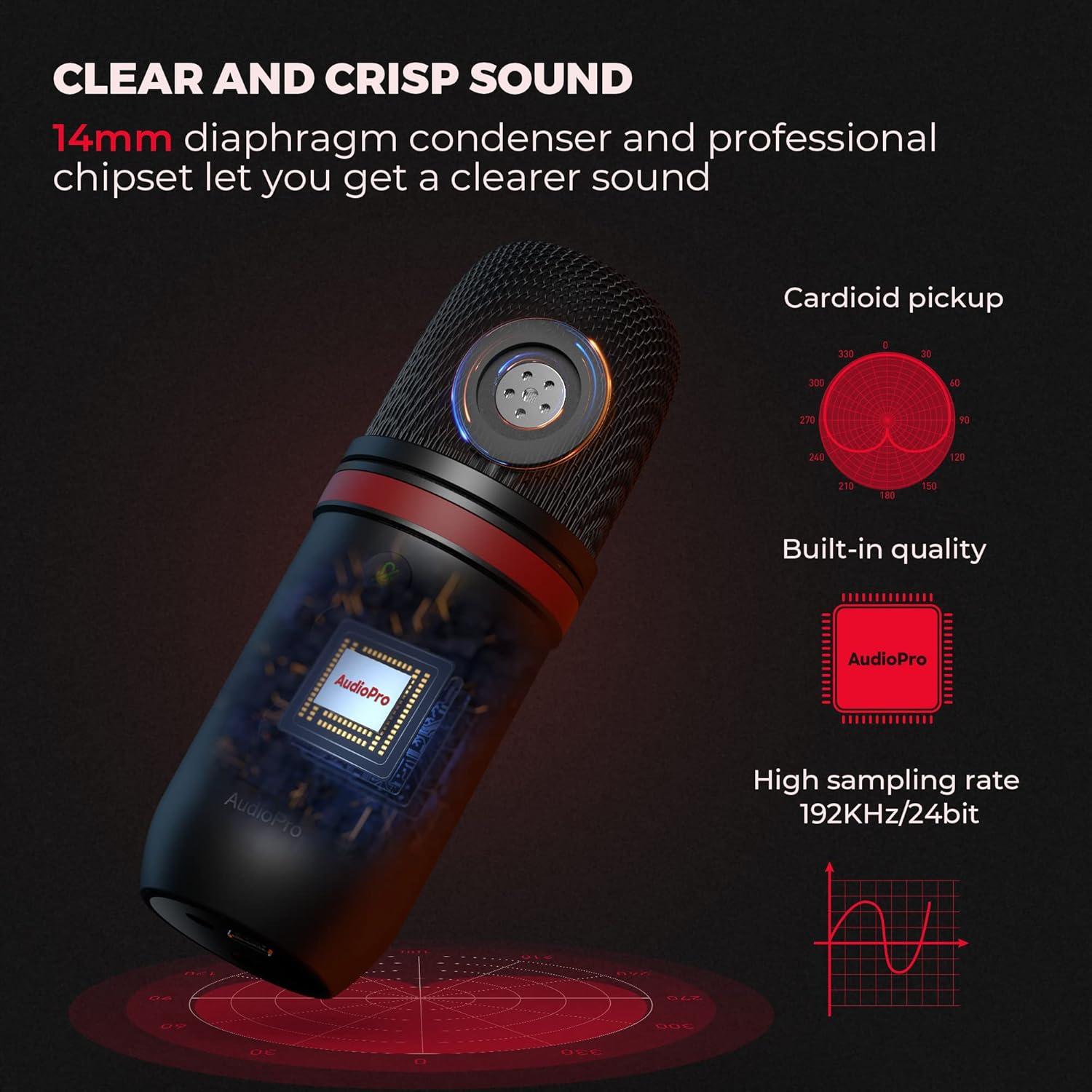 Micrófono USB AudioPro X5 para PC y PS4/5, 192kHz