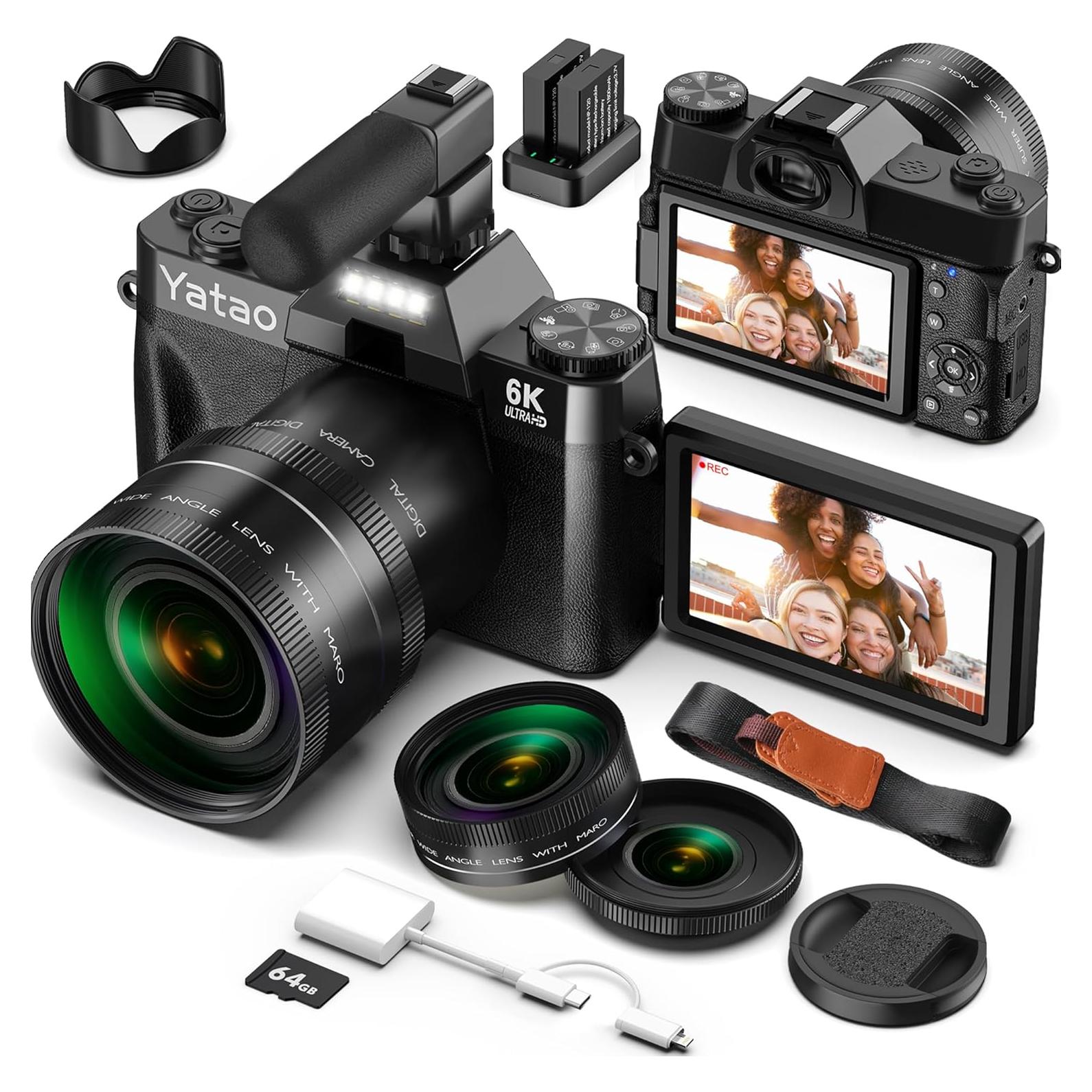 Cámara Digital Yatao YT01 64MP 6K Compacta con Pantalla Plegable