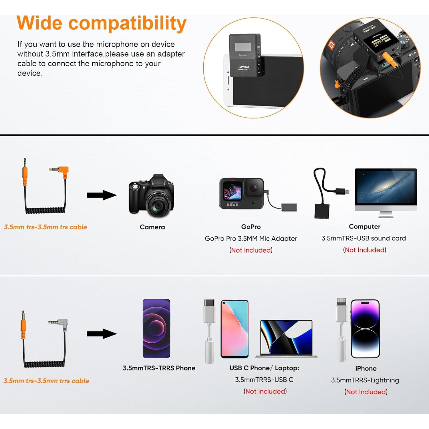 Micrófono Lavalier Inalámbrico Comica BoomX-D2 Dual 200m