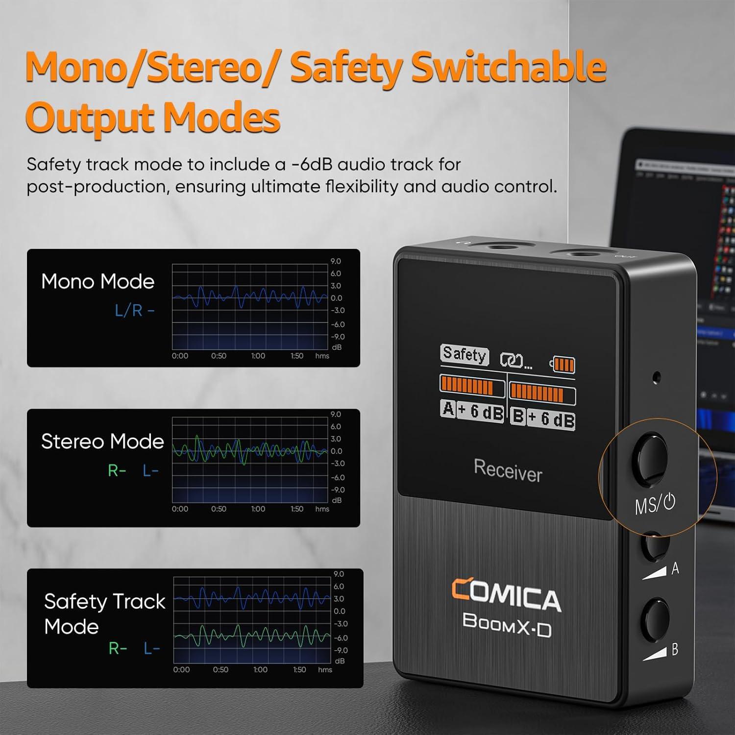 Micrófono Lavalier Inalámbrico Comica BoomX-D2 Dual 200m