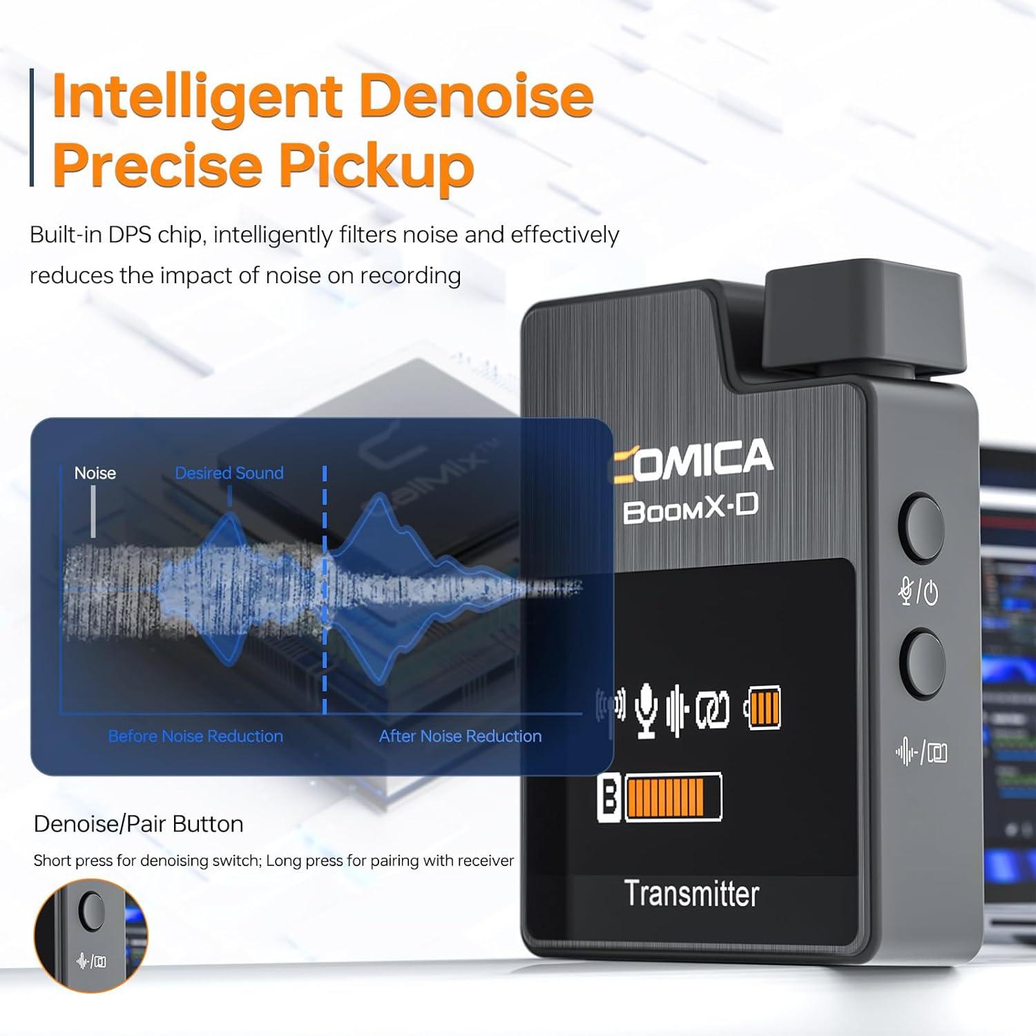 Micrófono Lavalier Inalámbrico Comica BoomX-D2 Dual 200m