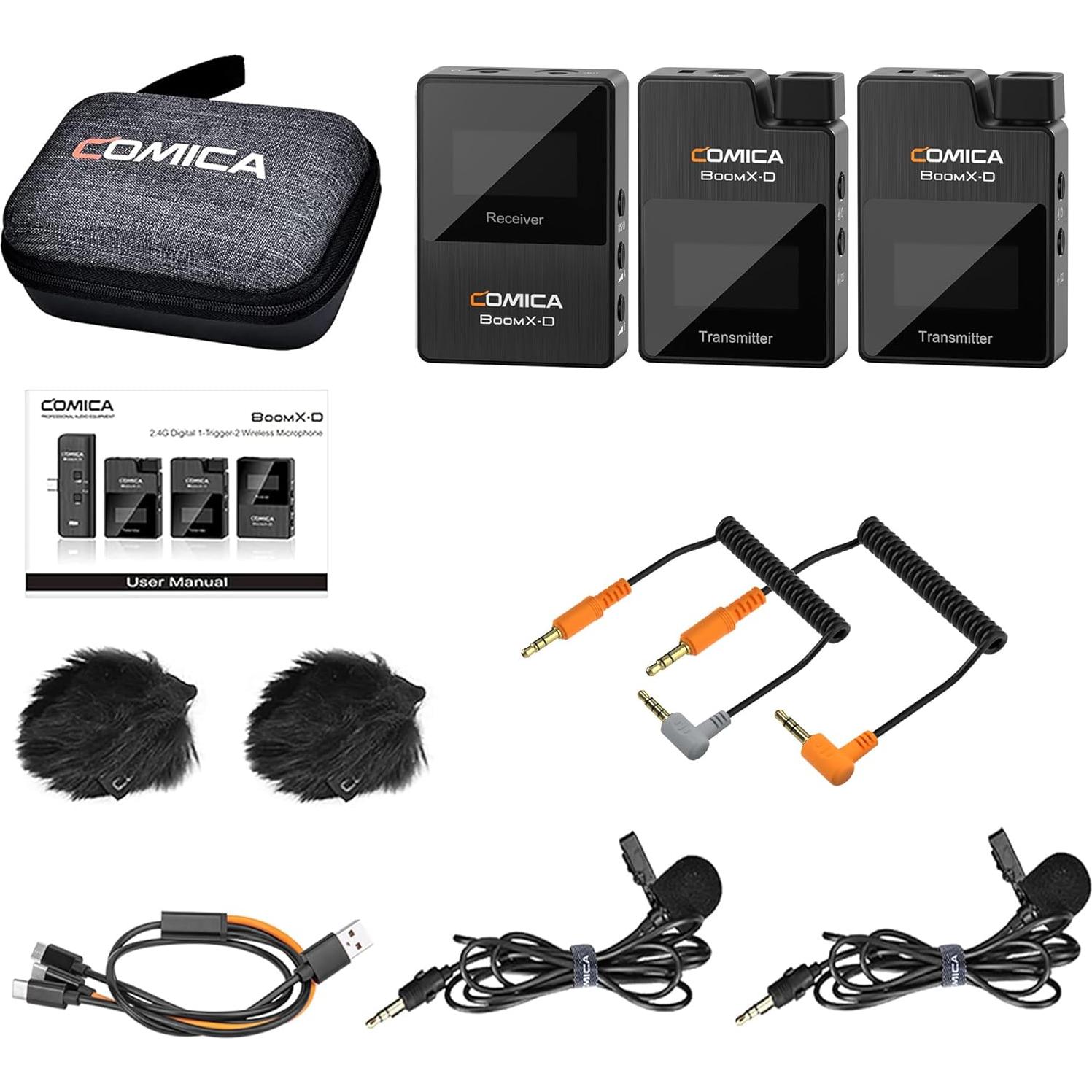 Micrófono Lavalier Inalámbrico Comica BoomX-D2 Dual 200m