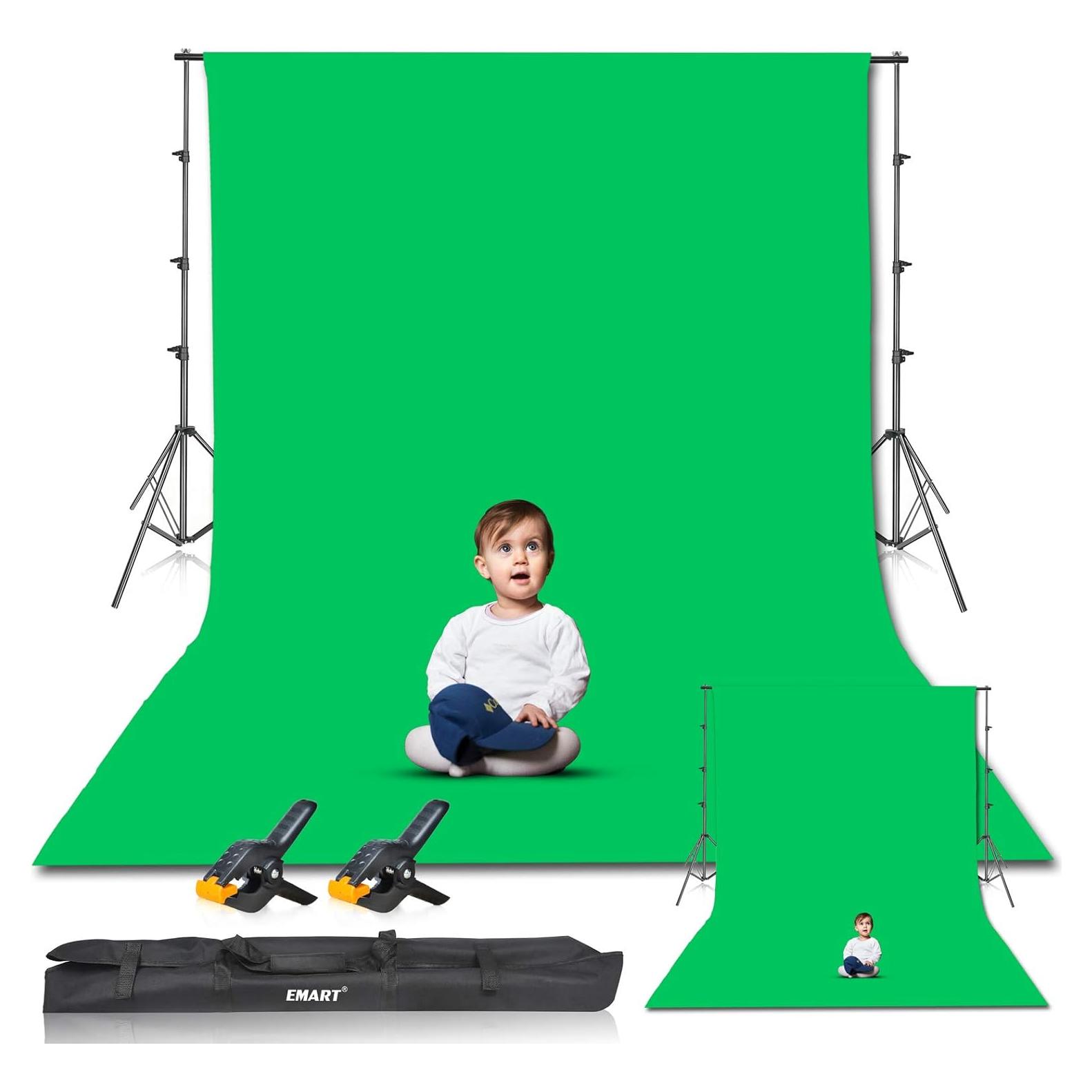 Kit de Soporte de Fondo Verde EMART 2.6x3.0m para Fotografía