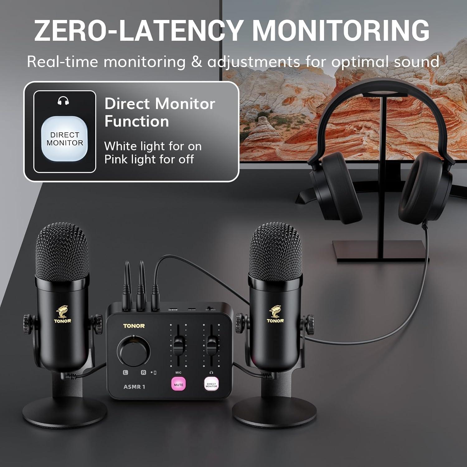 Micrófono TONOR ASMR ONE con Interfaz de Audio y Mezclador