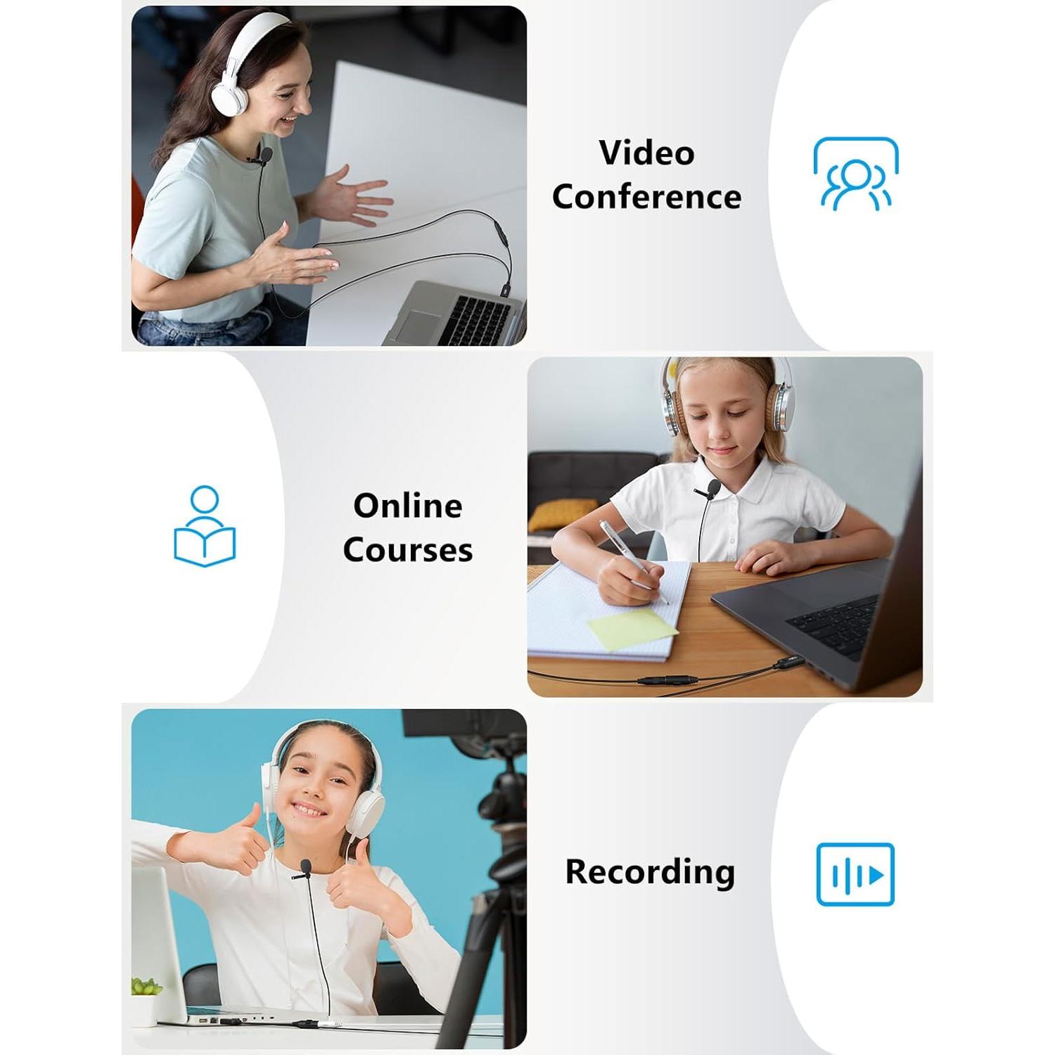 Micrófono Lavalier USB MillSO Omnidireccional 2M para Laptop