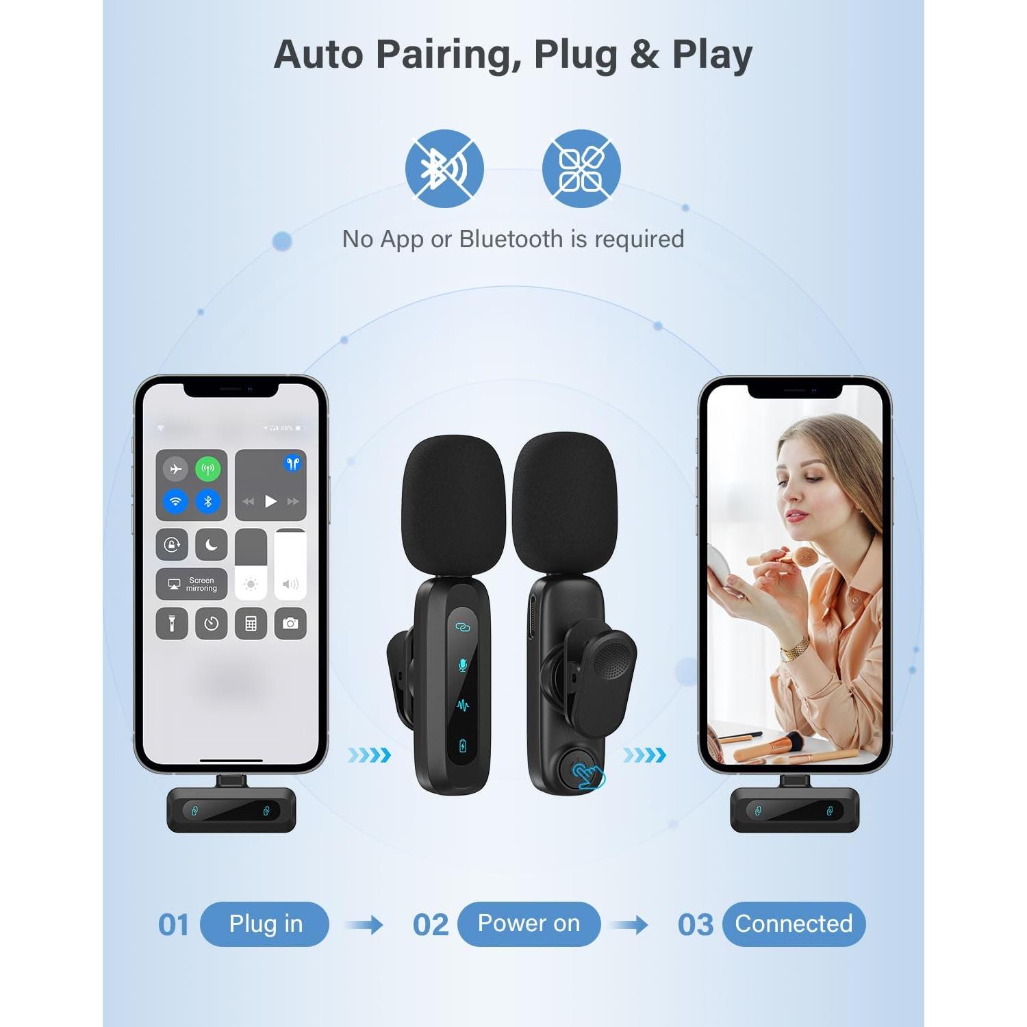 Micrófono Lavalier Inalámbrico WARM BOX J3 para iPhone y Android