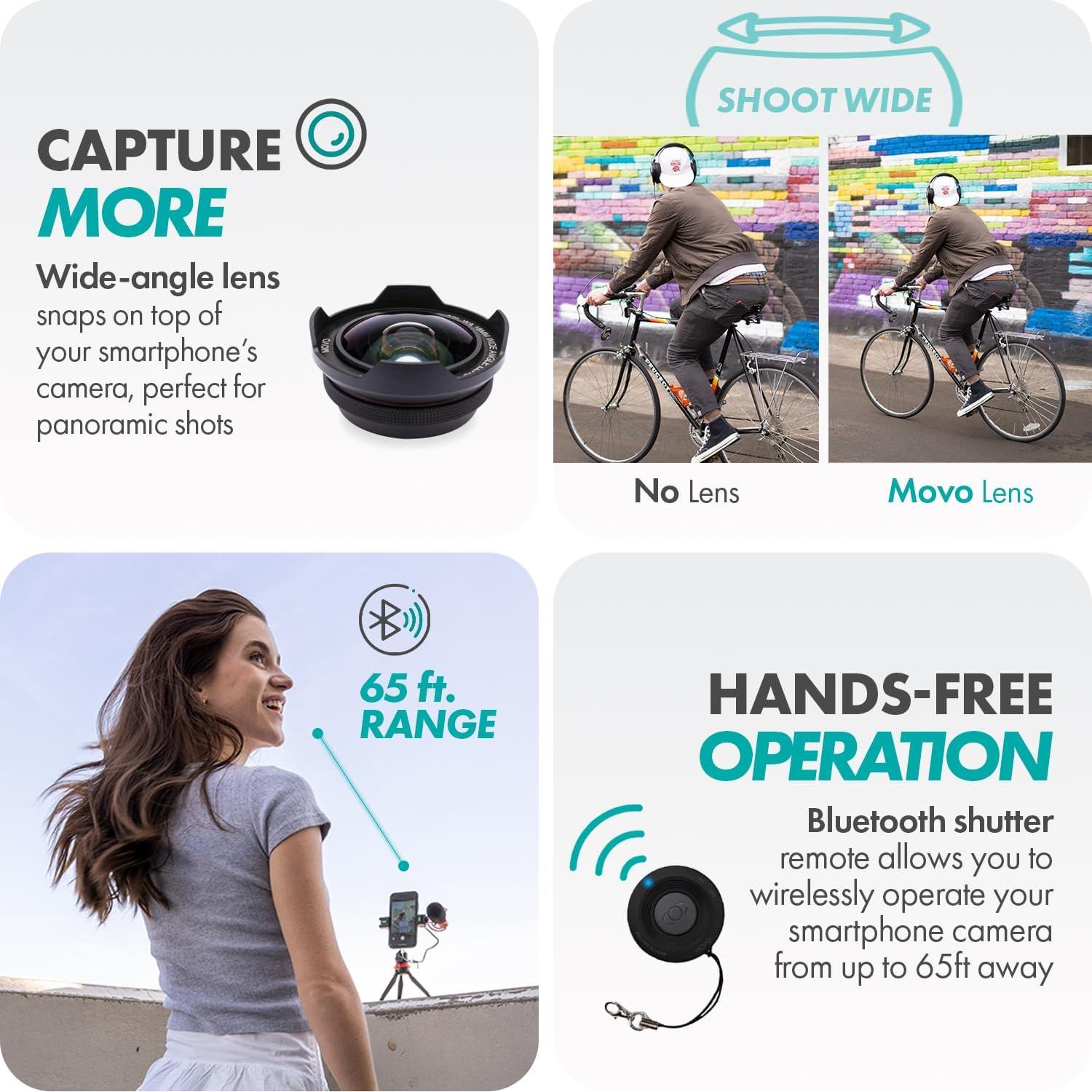 Kit de Vlogging Movo iVlog1 para iPhone - Micrófono, Luz LED, Trípode