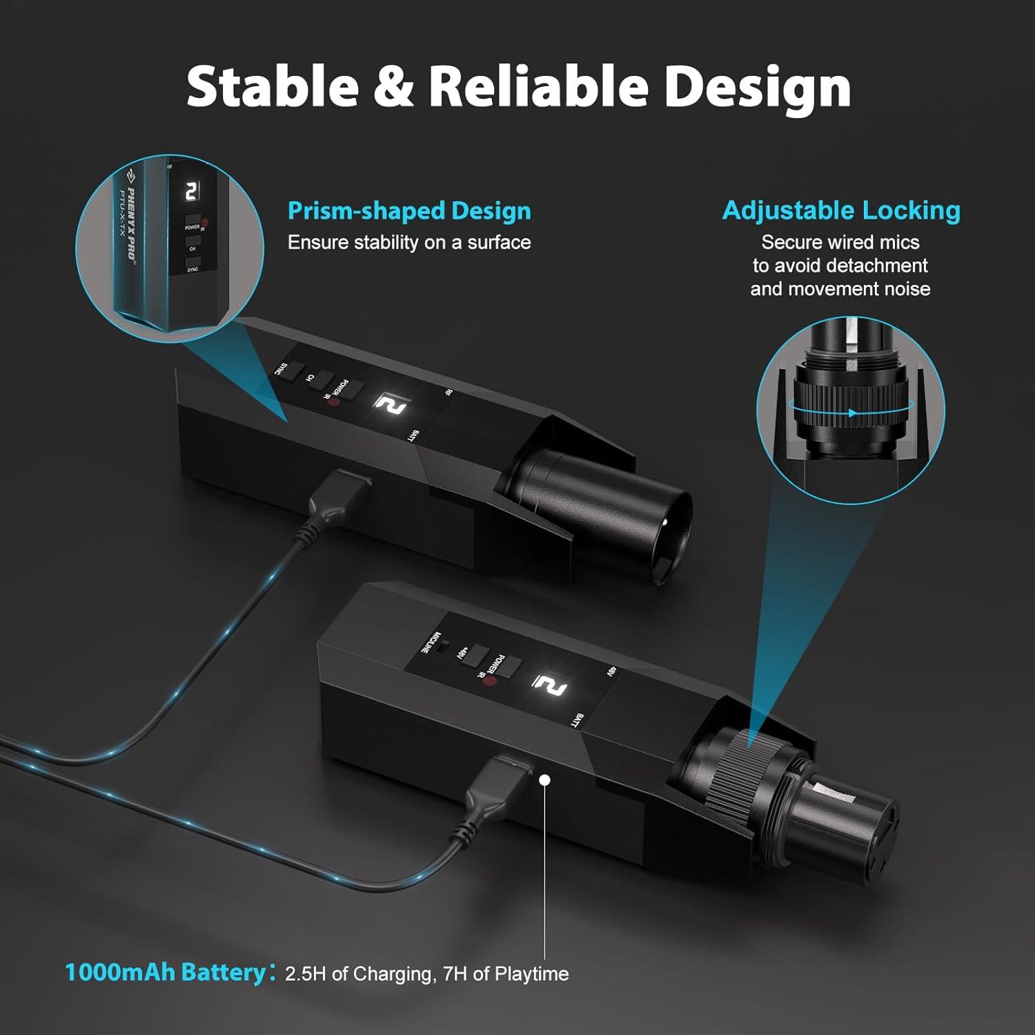 Transmisor Receptor Inalámbrico XLR Phenyx Pro PTU-X 30m