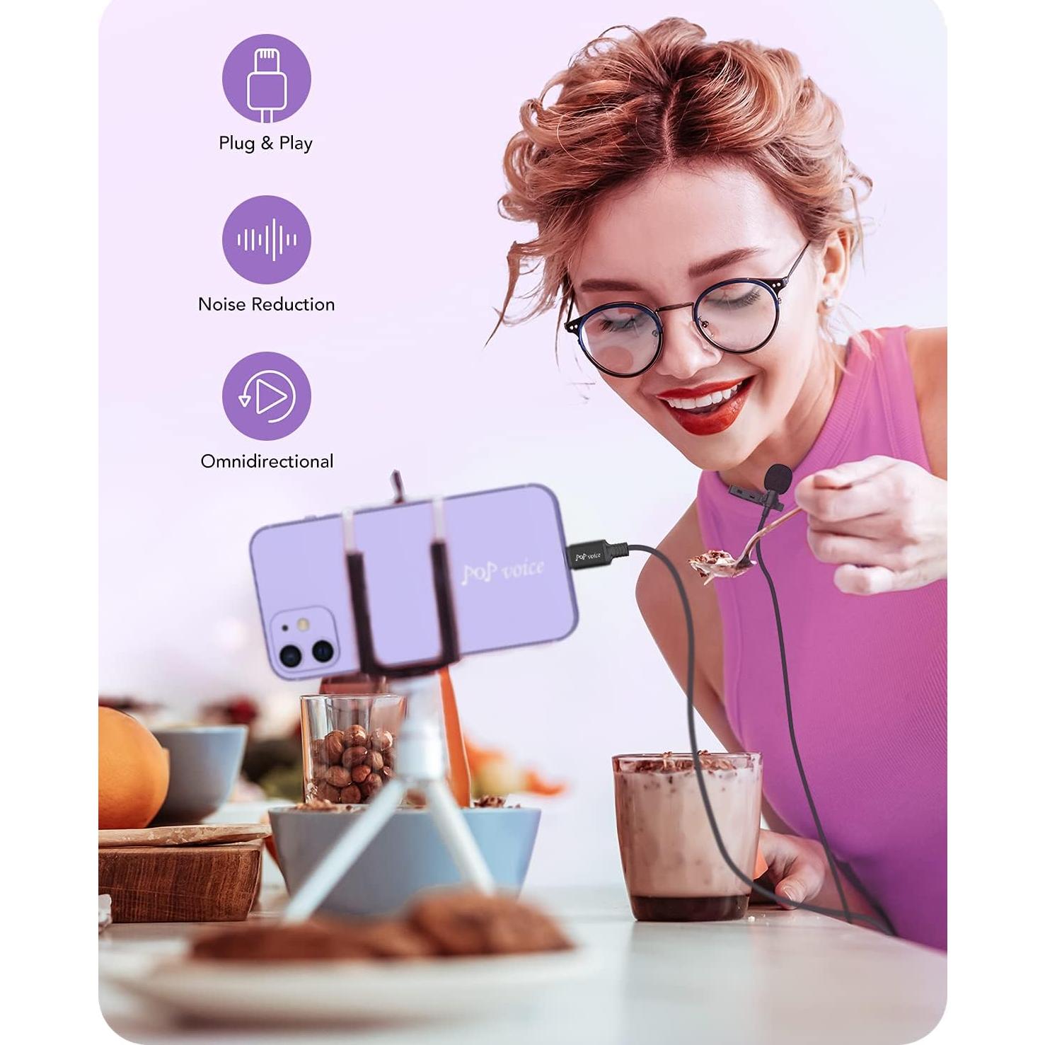 Micrófono Lavalier PoP voice Profesional para iPhone 2.01m