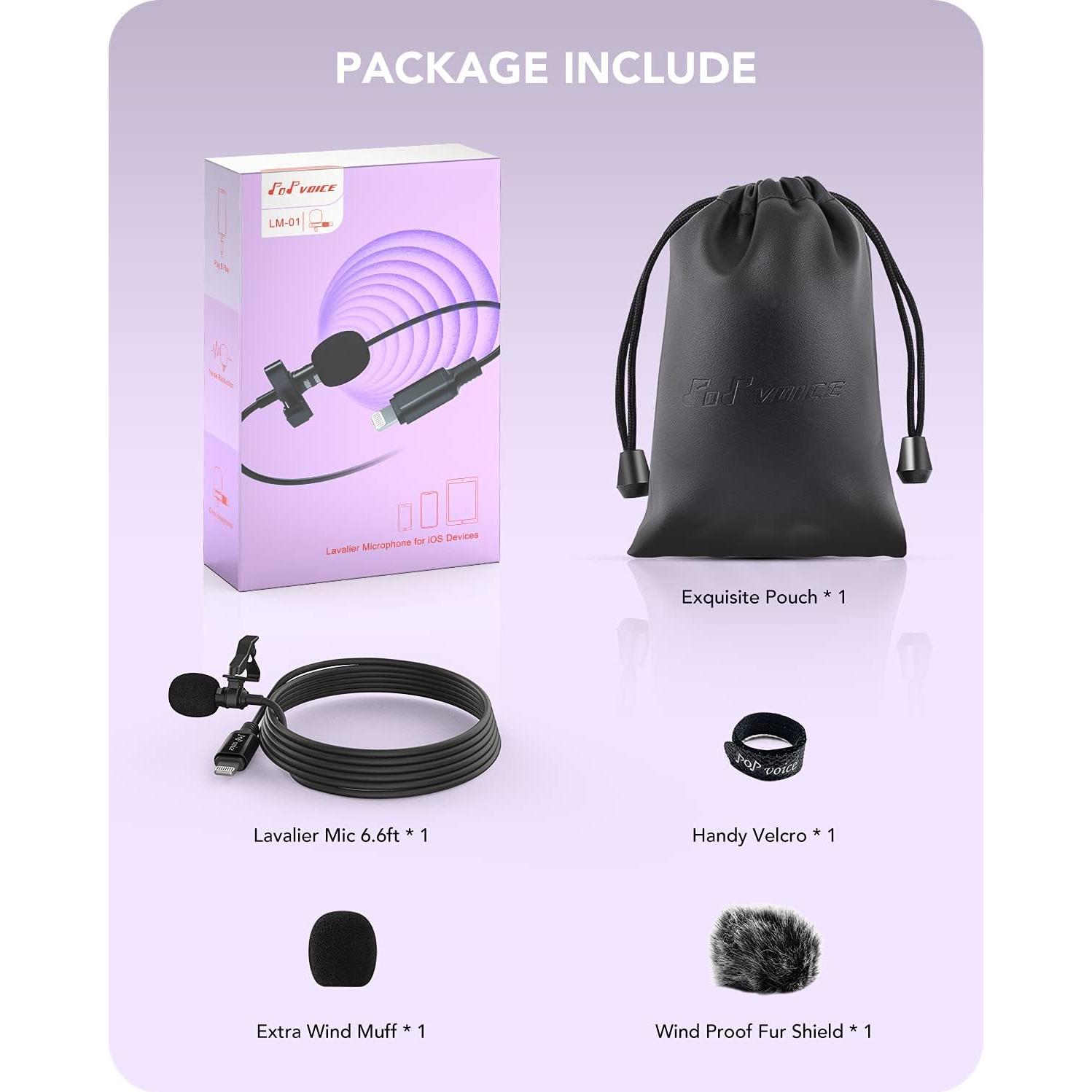 Micrófono Lavalier PoP voice Profesional para iPhone 2.01m