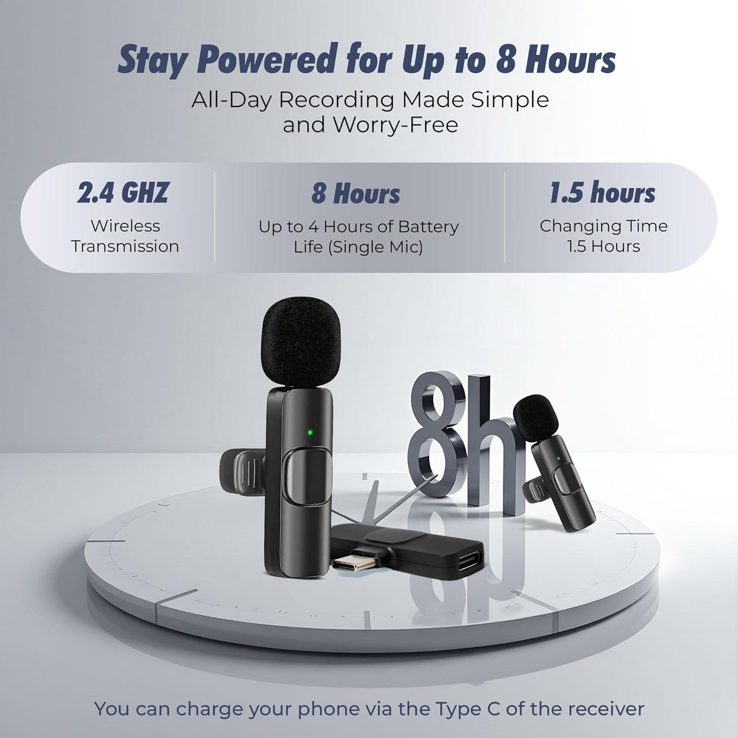 Micrófono Lavalier Inalámbrico ZypplyPro - 2 Pack con USB-C