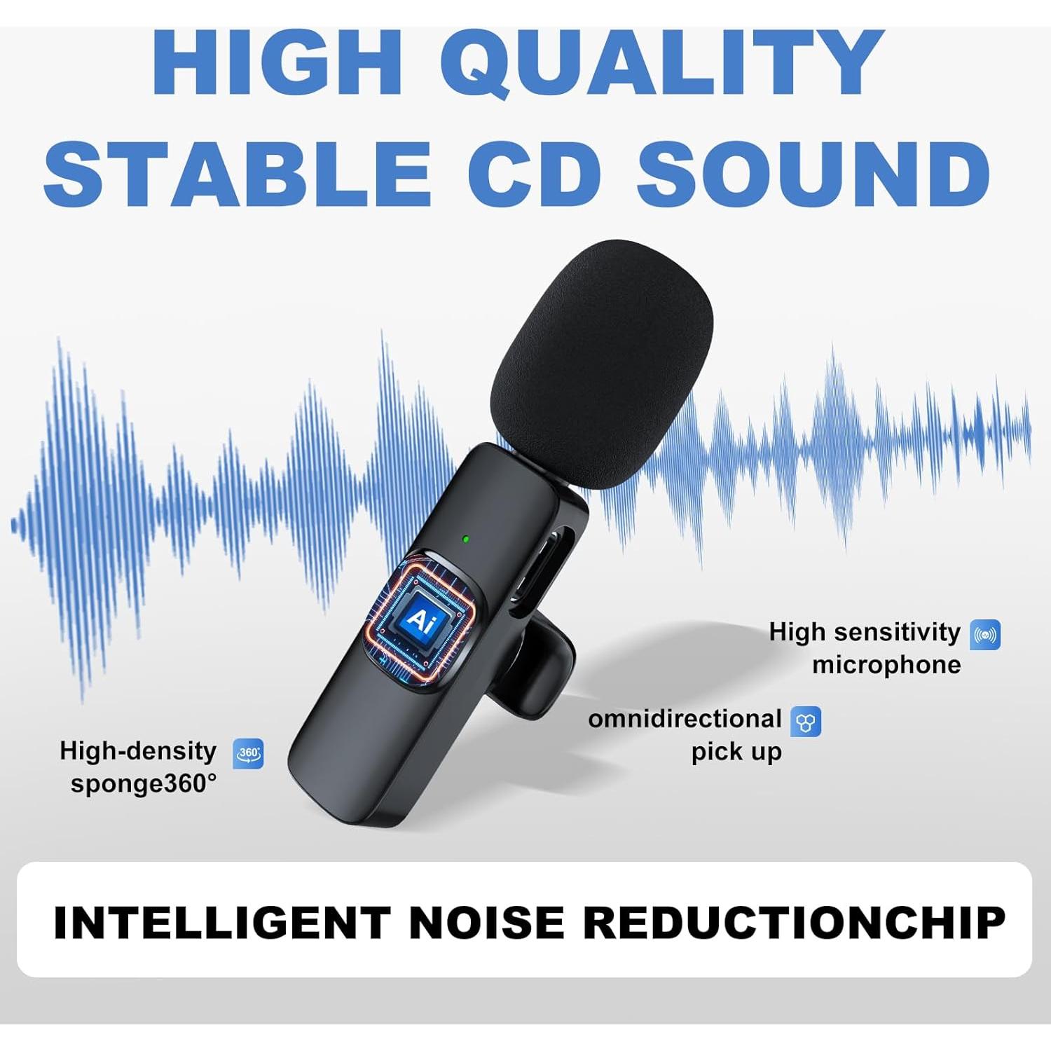 Micrófono Lavalier Inalámbrico RIKGYHA con USB-C y Lightning