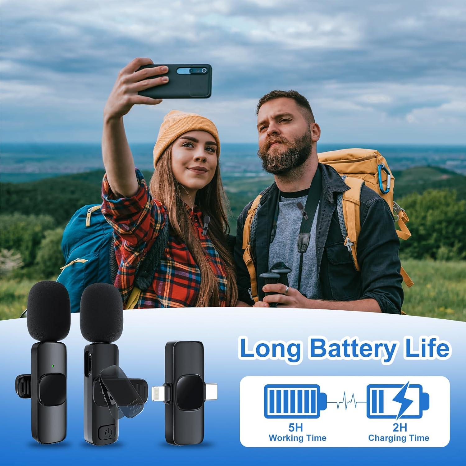 Micrófono Lavalier Inalámbrico RIKGYHA con USB-C y Lightning