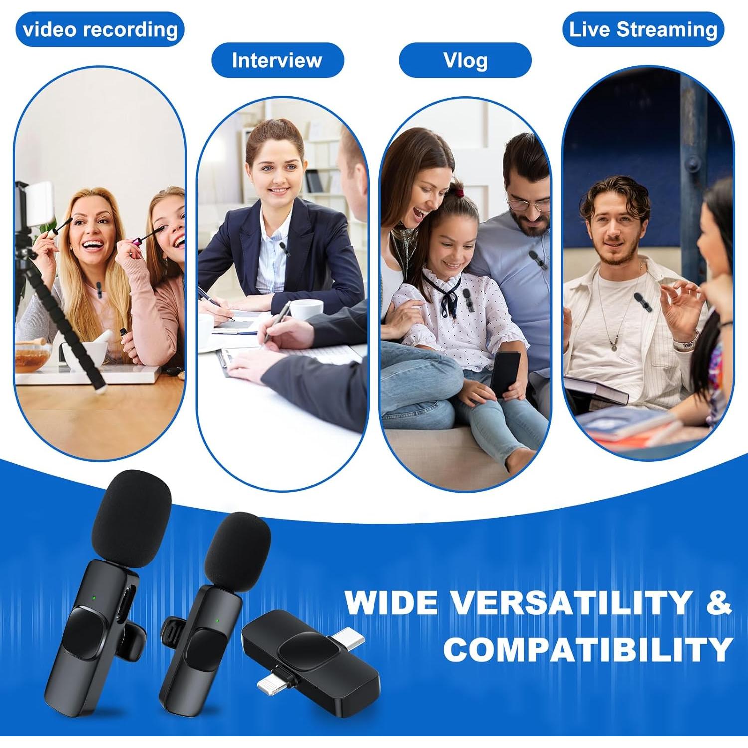 Micrófono Lavalier Inalámbrico RIKGYHA con USB-C y Lightning