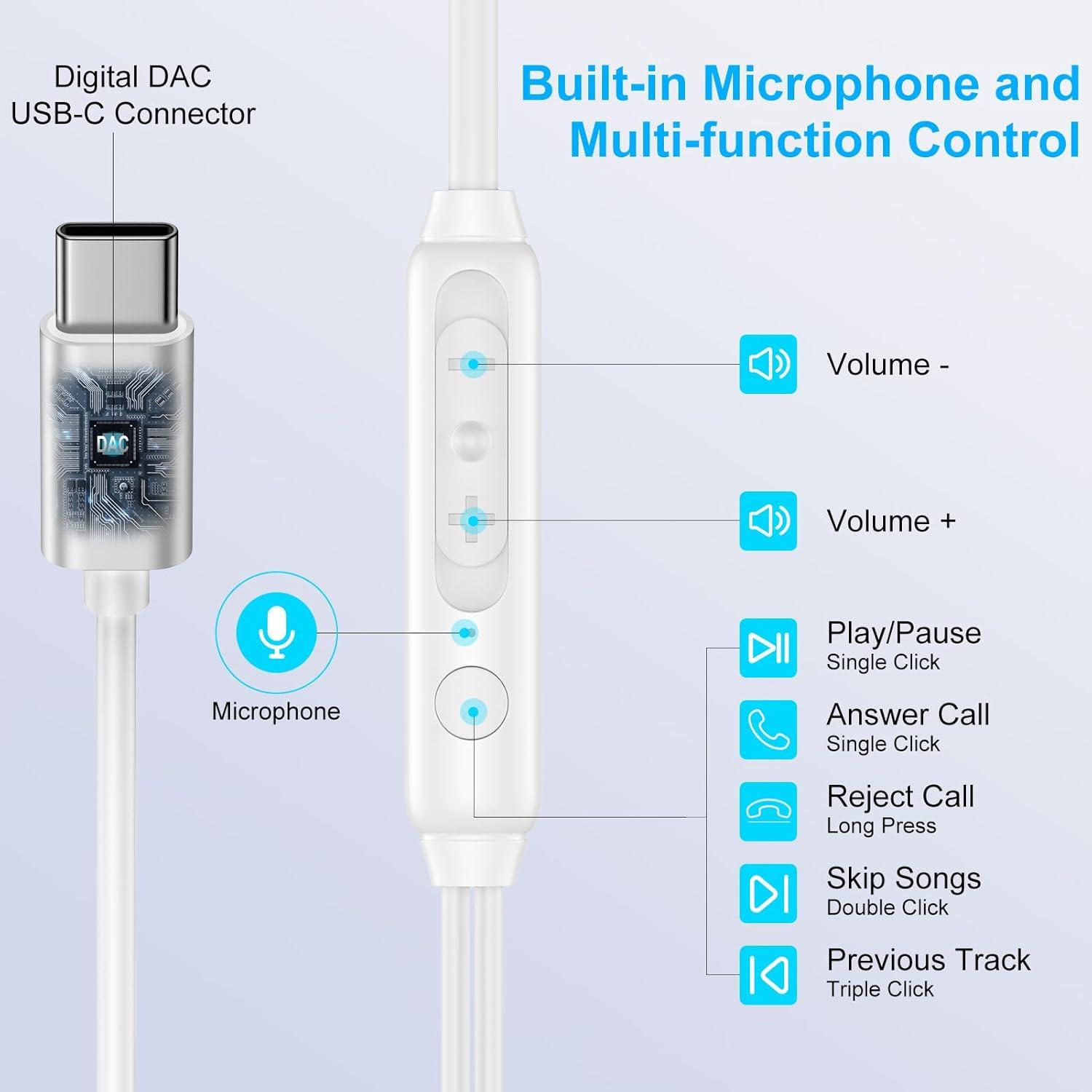 Auriculares USB C HiFi Estéreo M55 para iPhone y Samsung