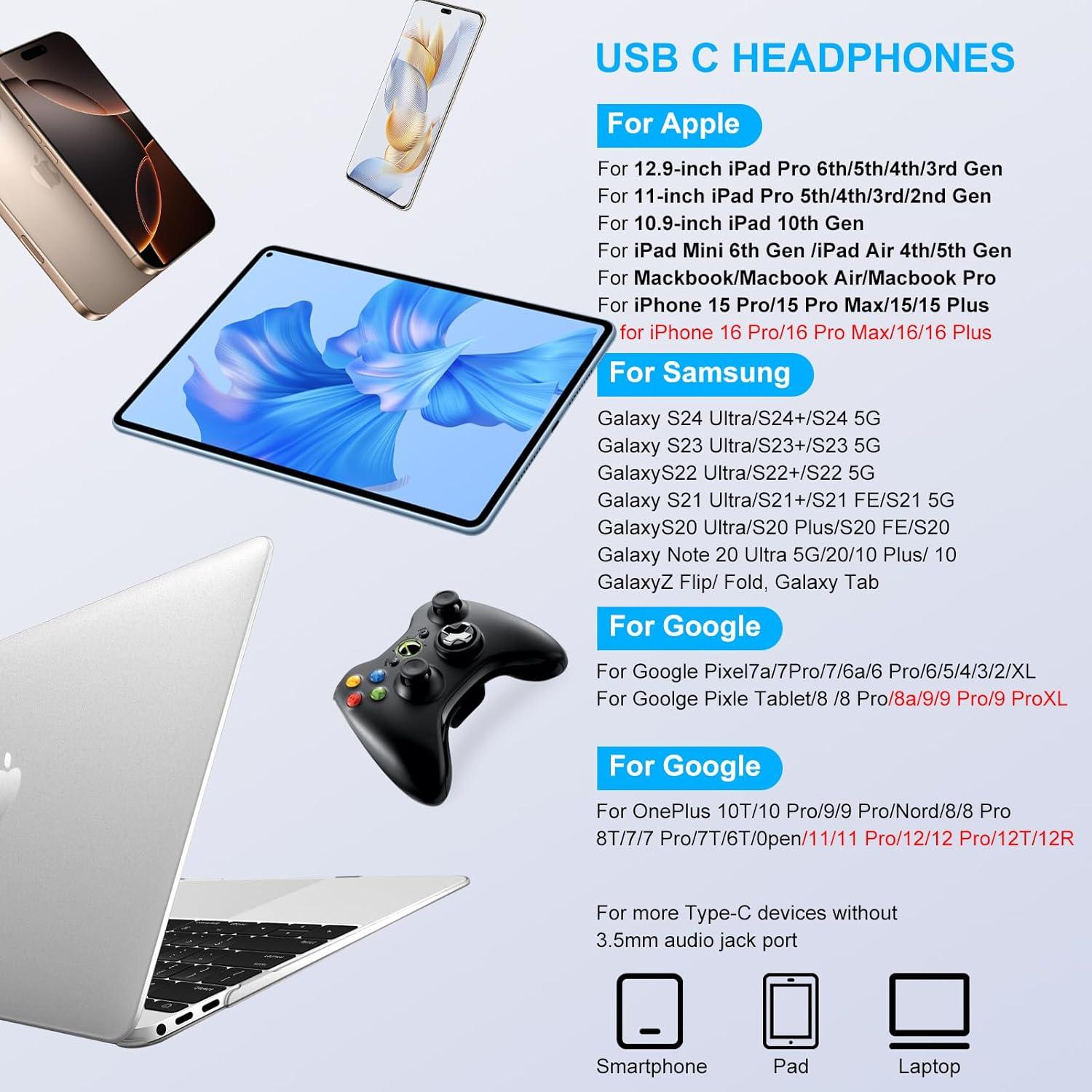 Auriculares USB C HiFi Estéreo M55 para iPhone y Samsung