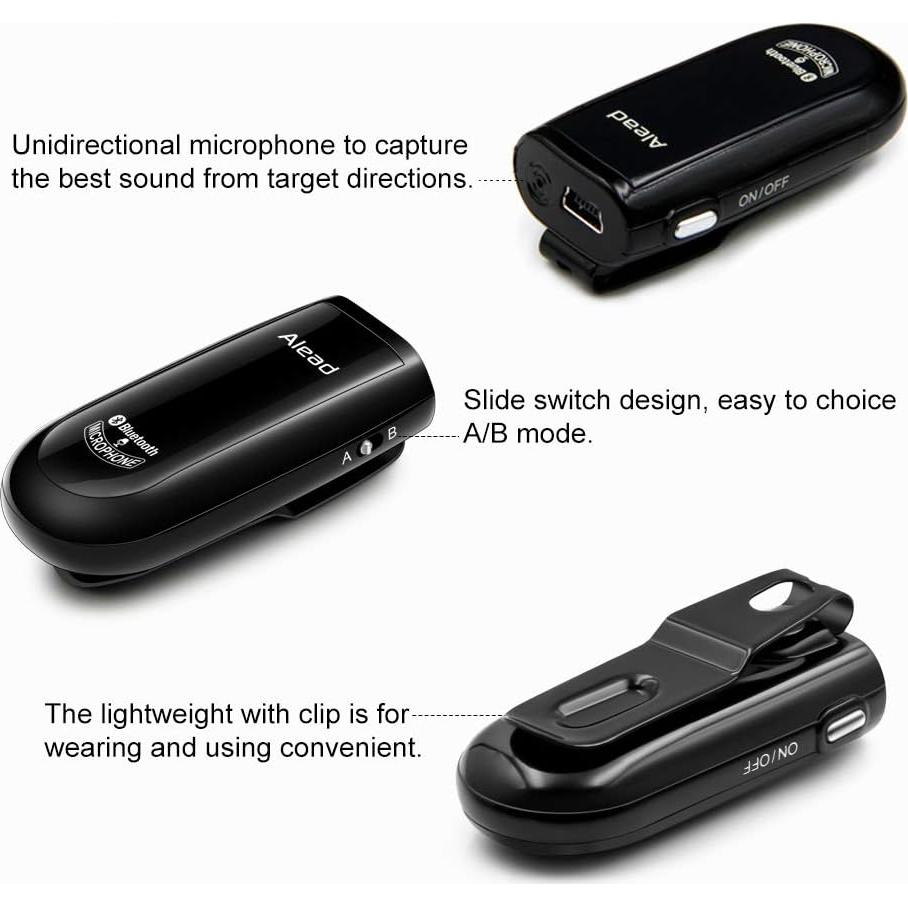 Micrófono Bluetooth Alead Nolan MIC2, Largo Alcance, 6h Batería