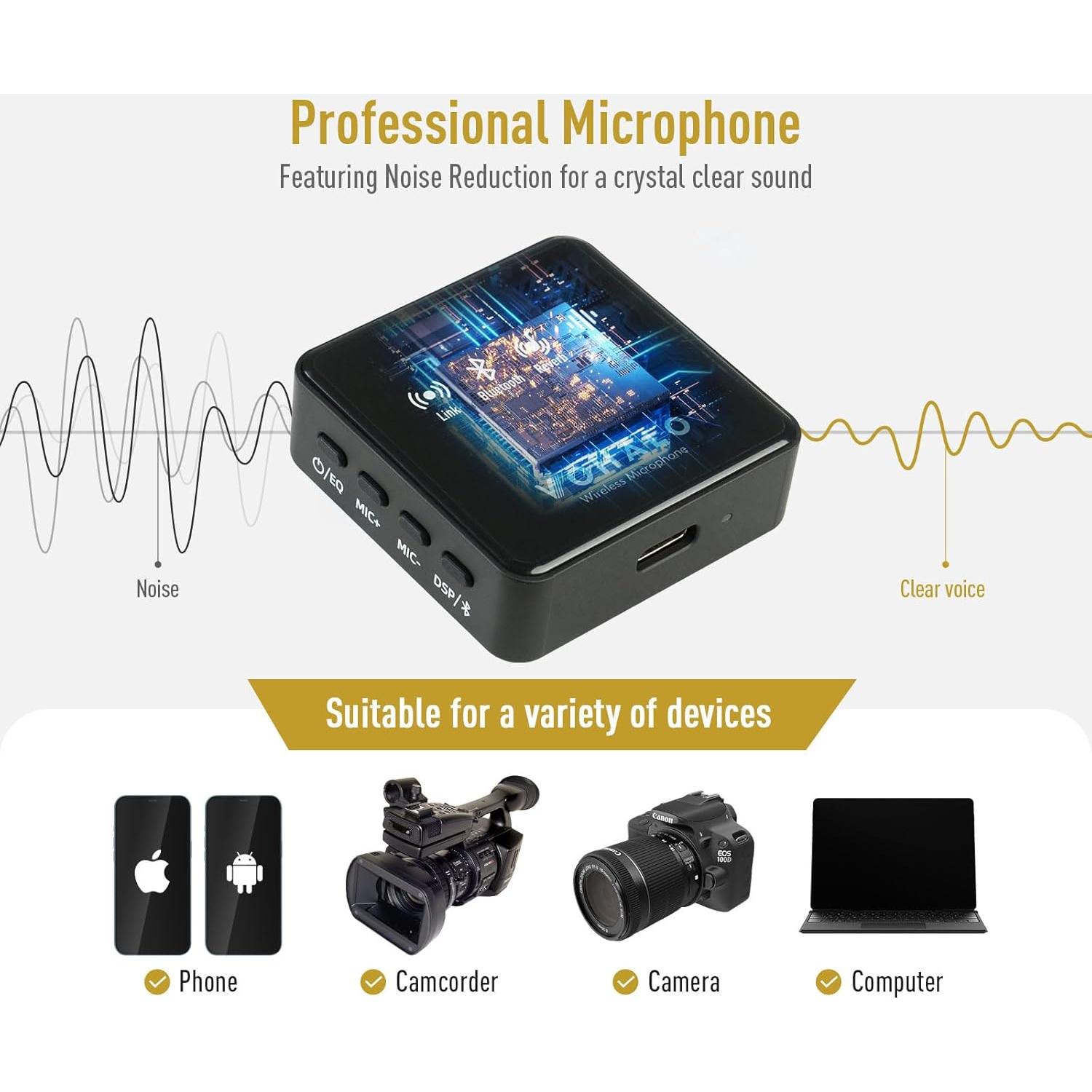 Micrófono Lavalier Inalámbrico VW-10 con Reducción de Ruido