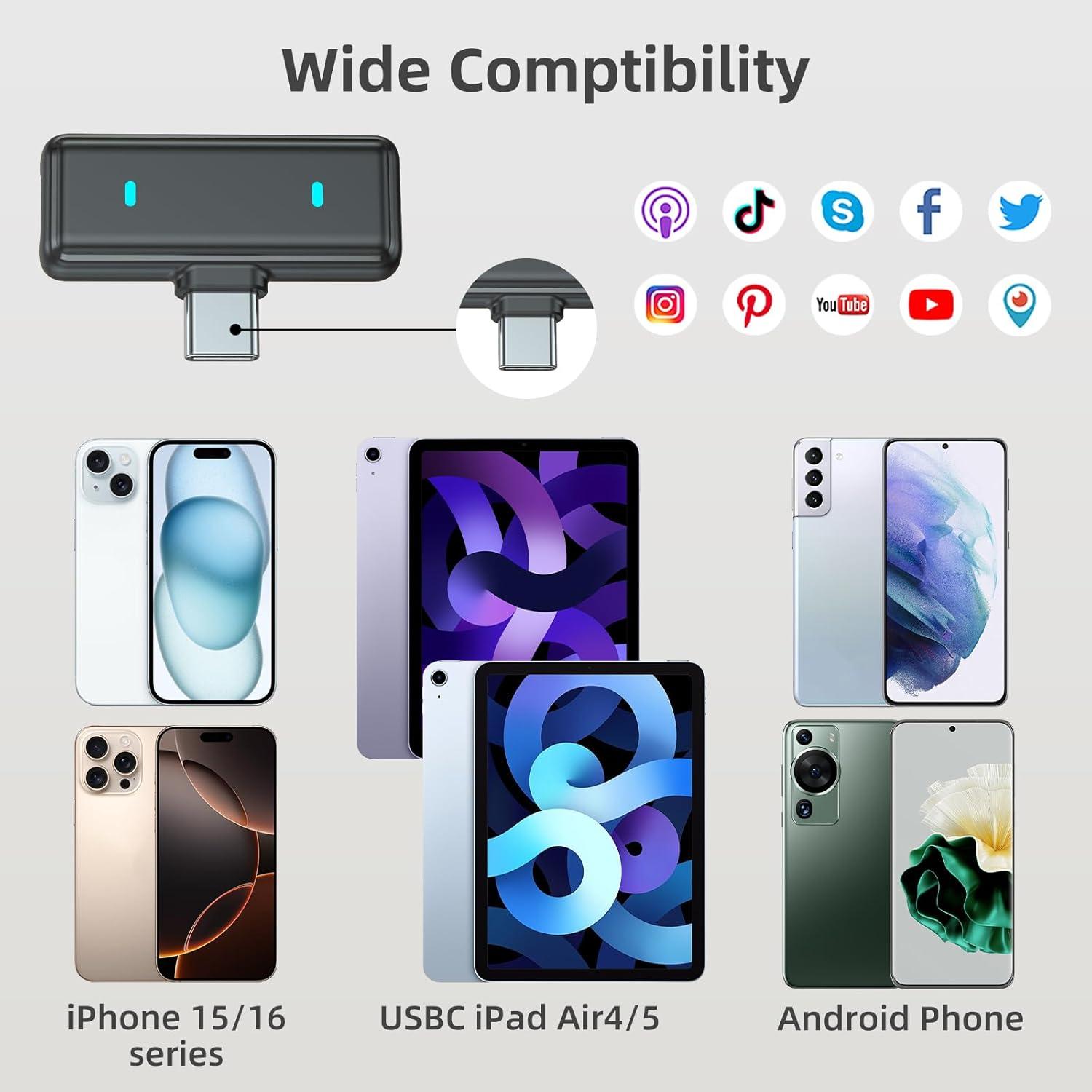 Micrófono Lavalier Inalámbrico NOTEVOX VM32 USB-C para iPhone y Android