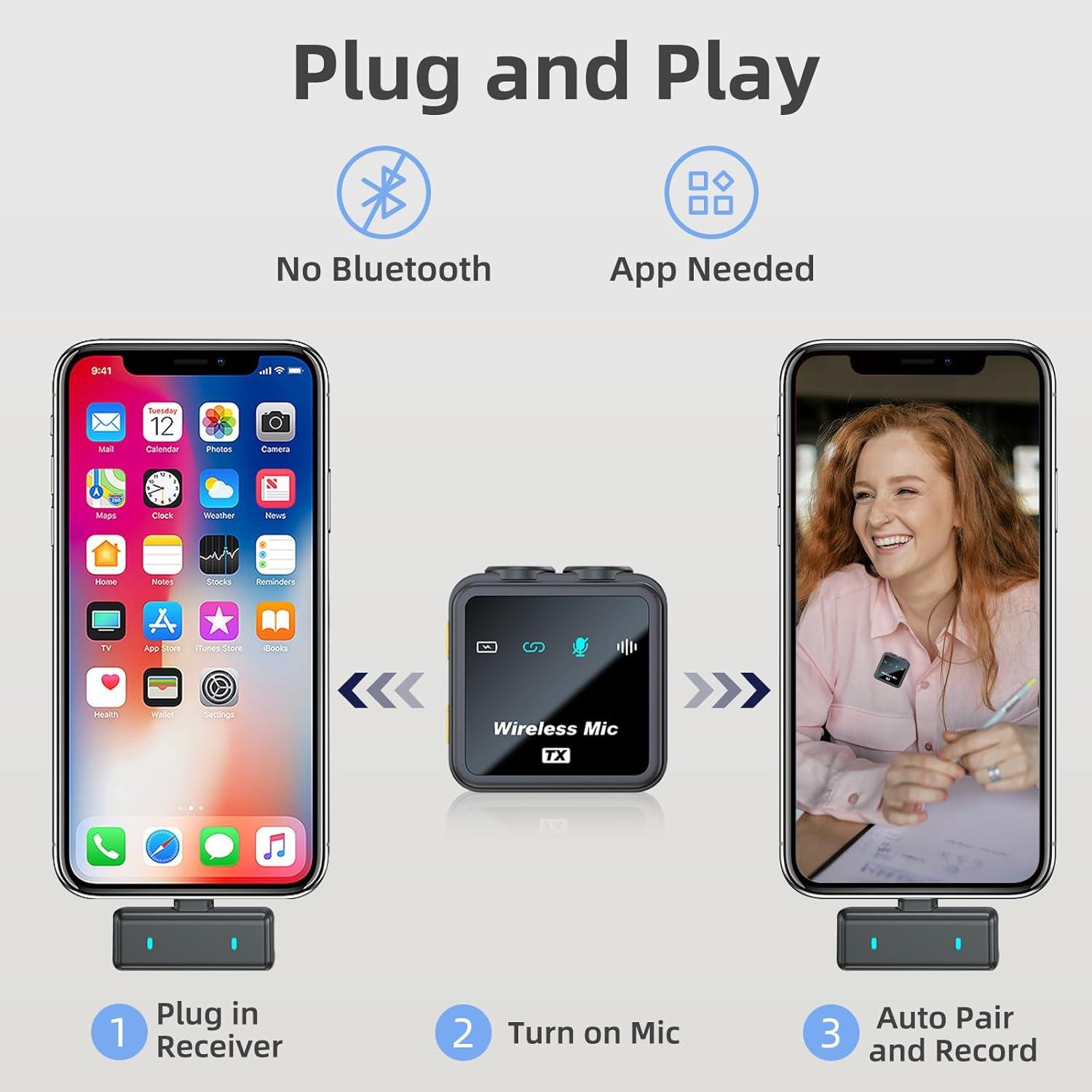 Micrófono Lavalier Inalámbrico NOTEVOX VM32 USB-C para iPhone y Android
