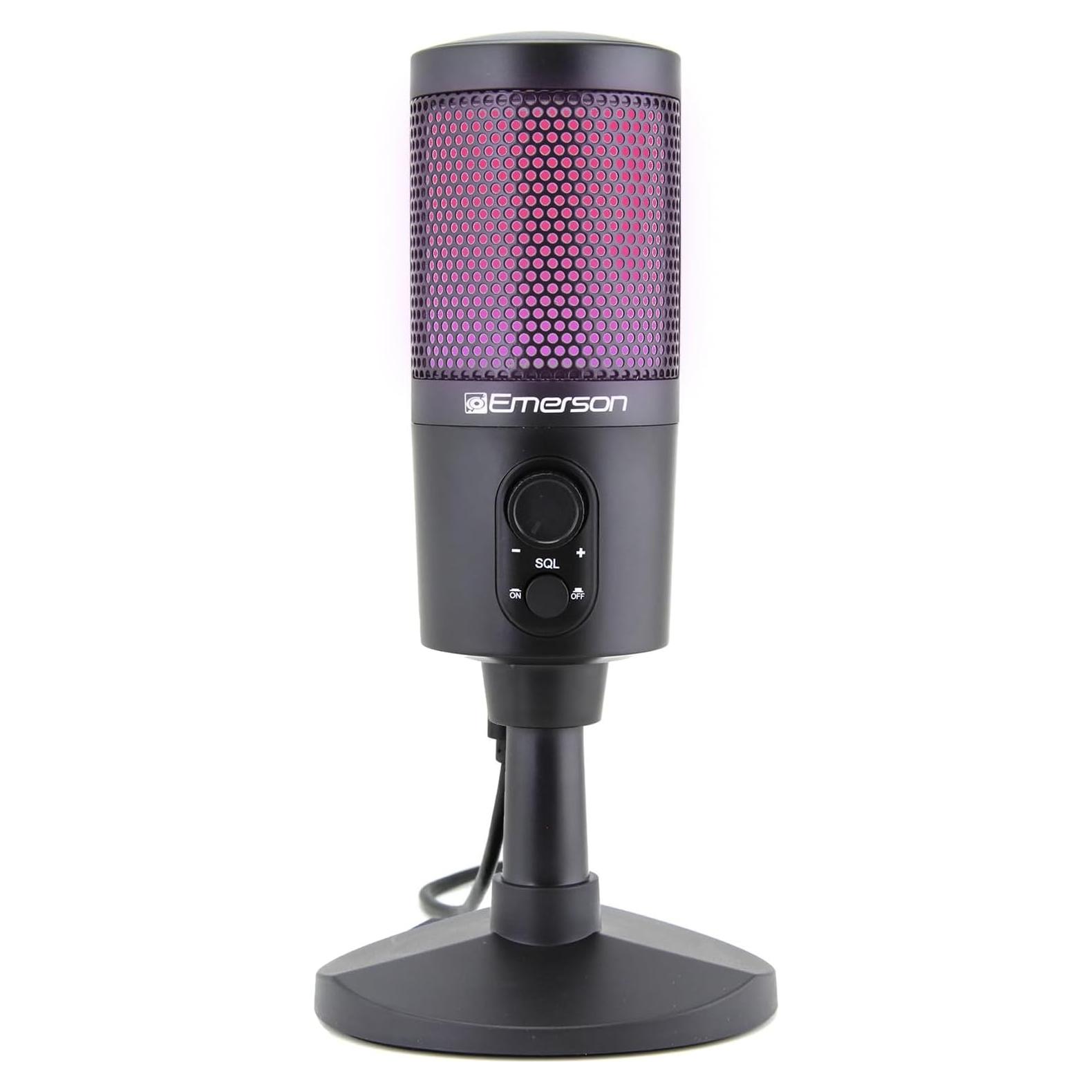 Micrófono USB Emerson EAM-9050 para Juegos y Streaming RGB