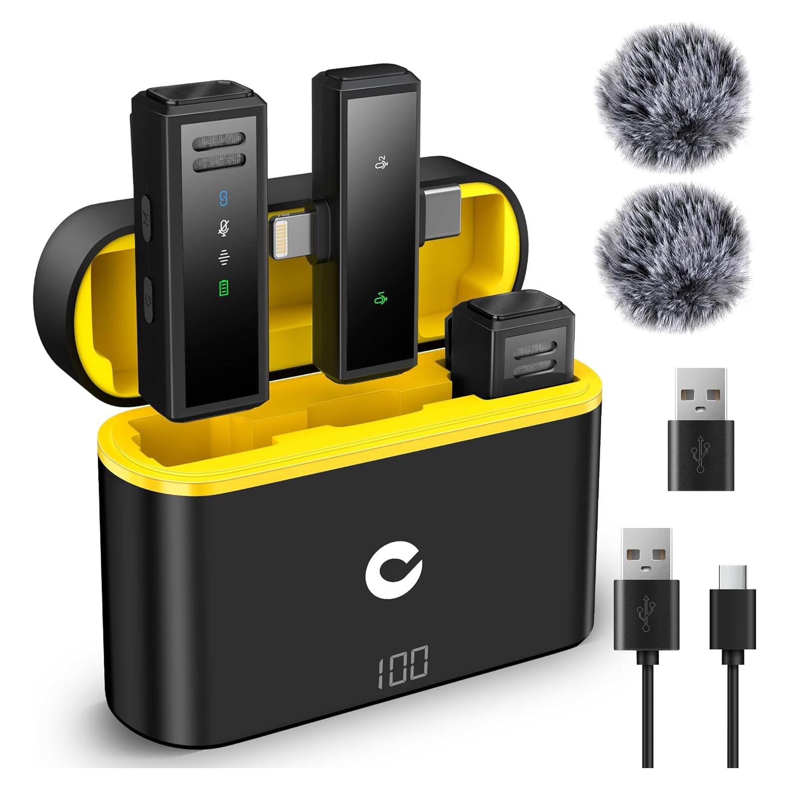 Micrófono Lavalier Inalámbrico CAHAYA con Estuche de Carga