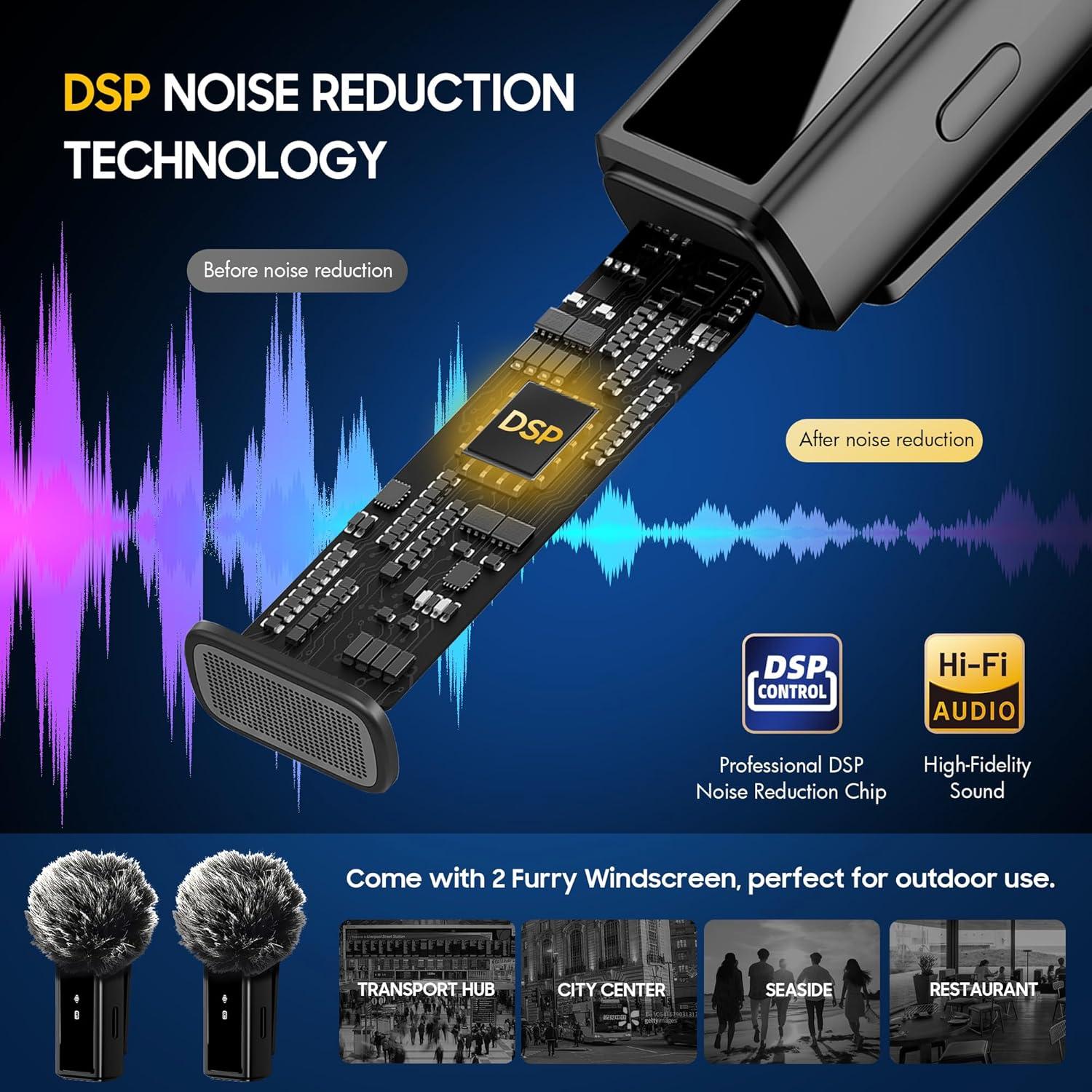 Micrófono Lavalier Inalámbrico CAHAYA con Estuche de Carga