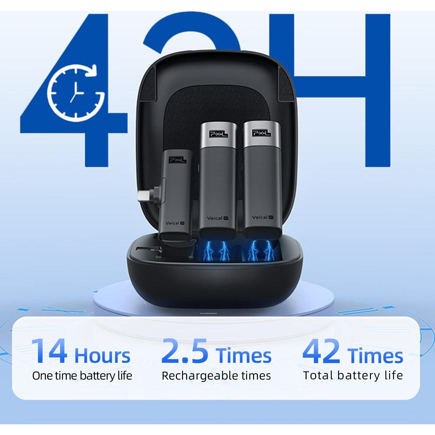 Micrófono Lavalier Inalámbrico Pixel Voical M Type-C 42h Batería