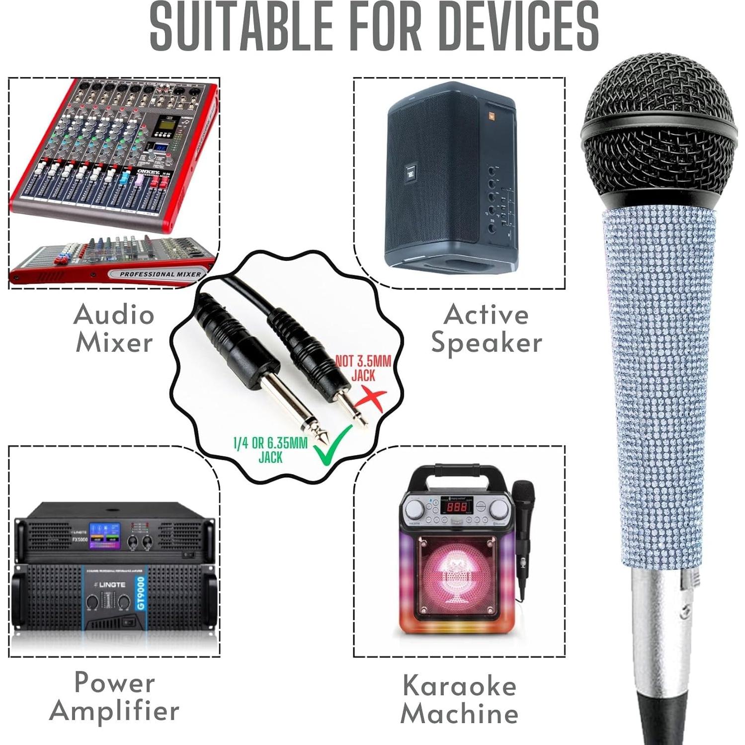 Micrófono Dinámico Cardioide RK Plateado con Cable XLR 3.5m
