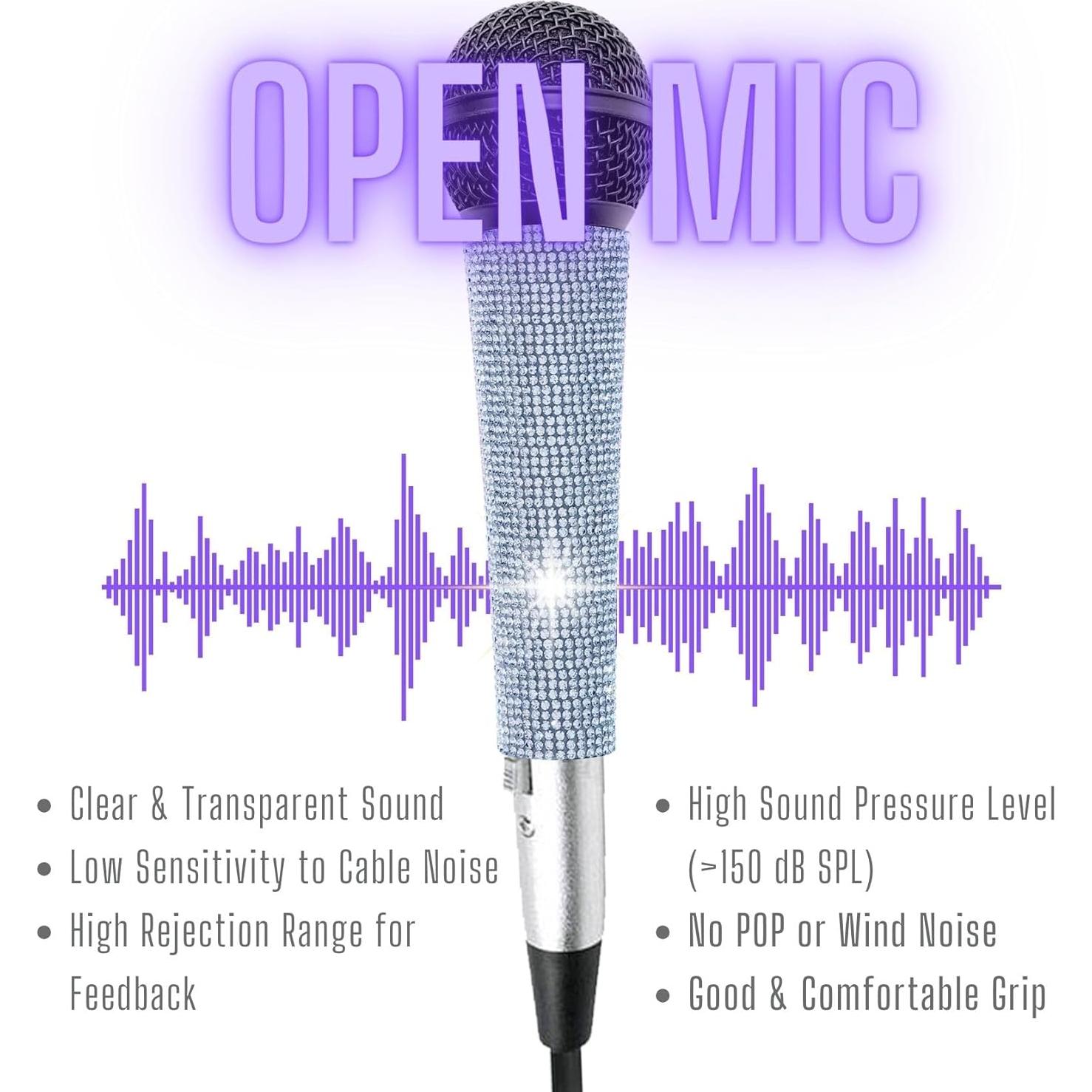 Micrófono Dinámico Cardioide RK Plateado con Cable XLR 3.5m