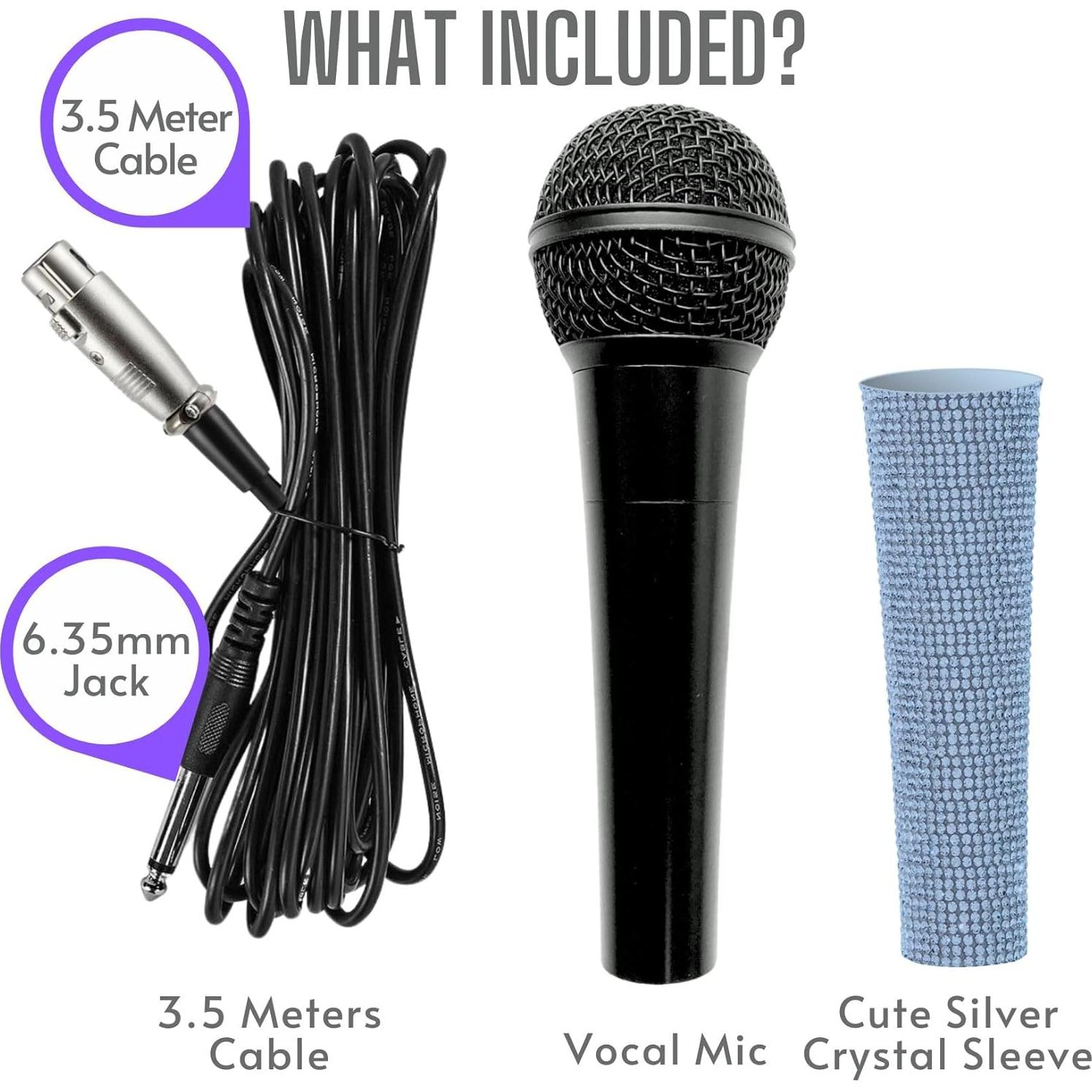 Micrófono Dinámico Cardioide RK Plateado con Cable XLR 3.5m