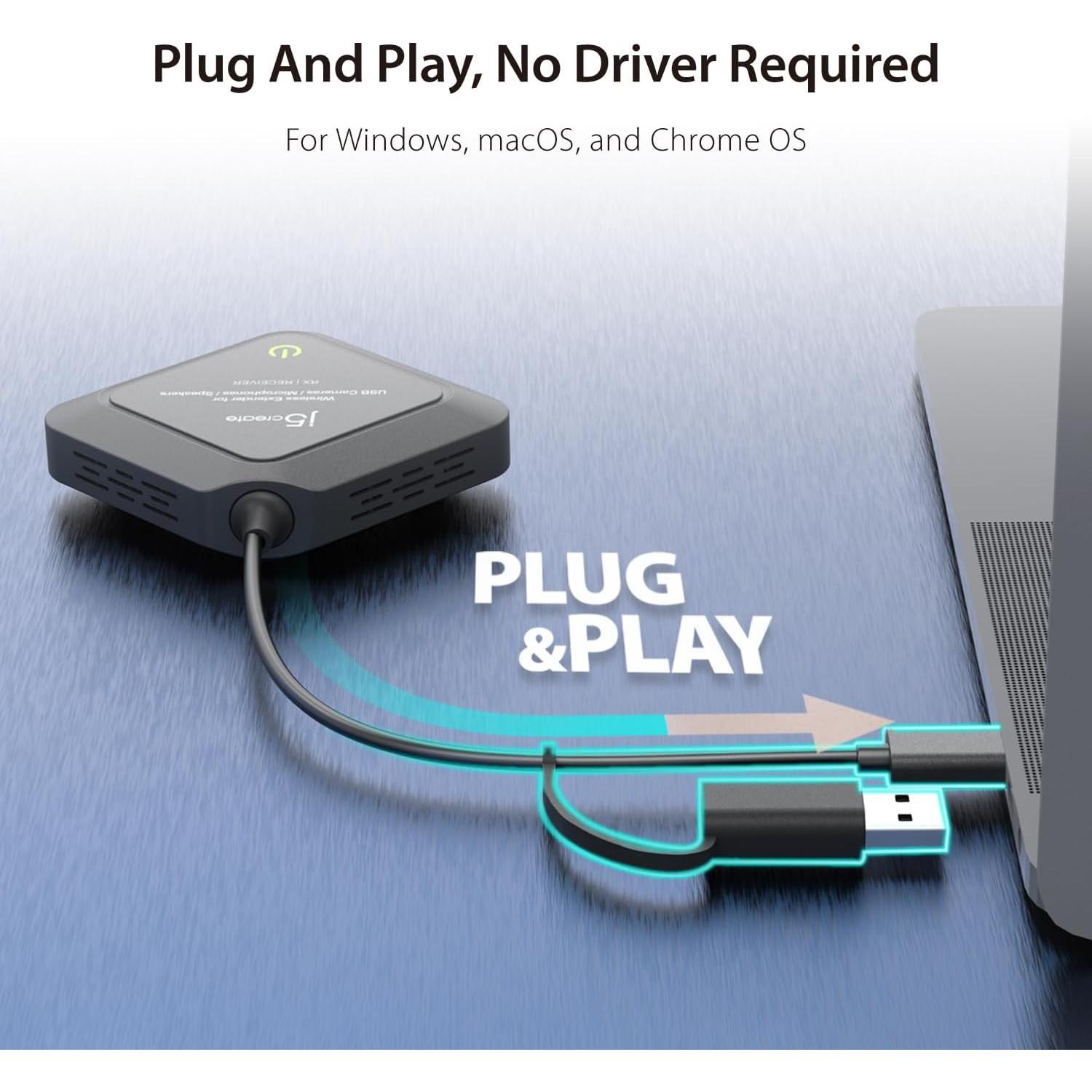 Extensor Inalámbrico j5create JVW120 para Webcam y Micrófonos