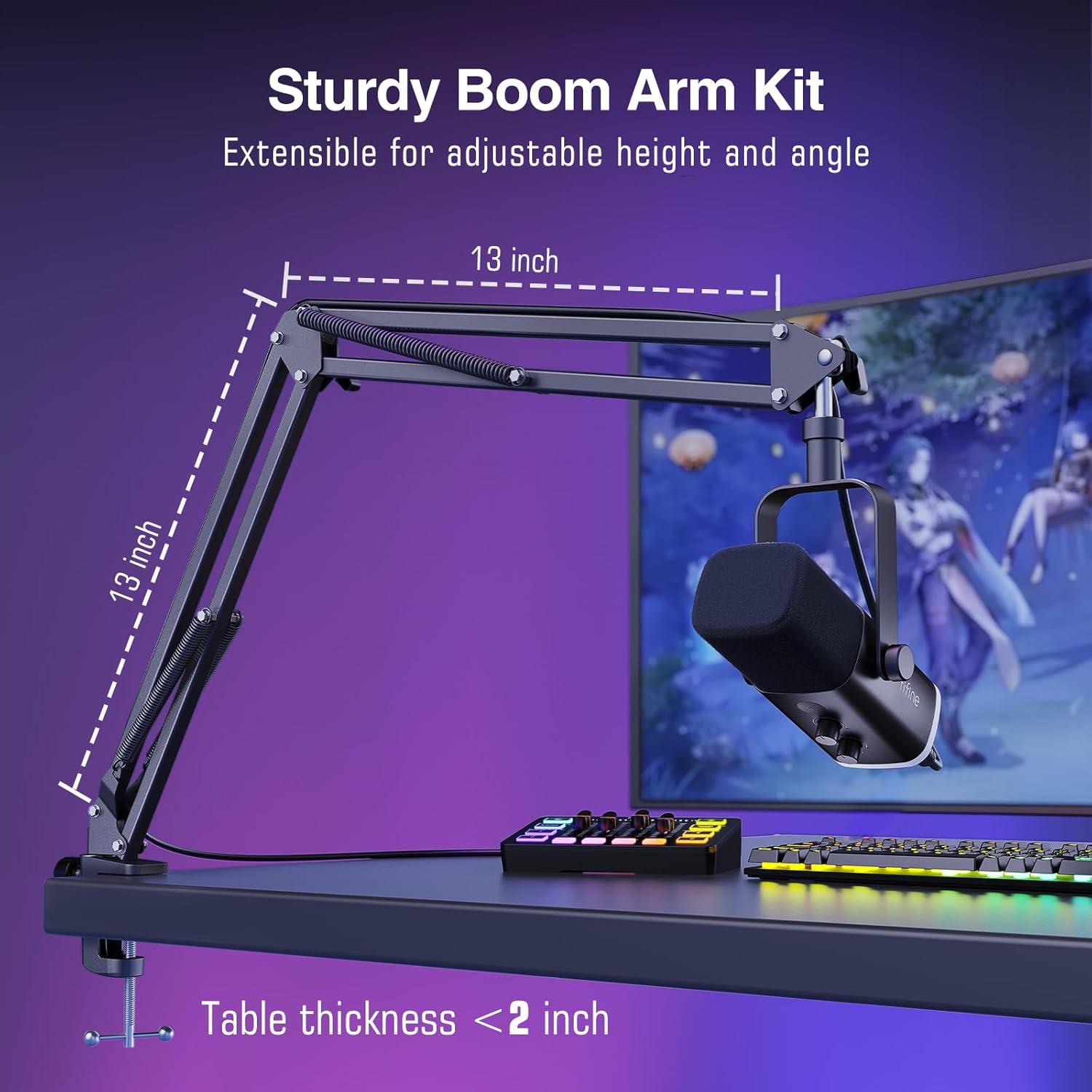 Kit de Streaming Gaming FIFINE con Micrófono XLR y Mezclador RGB