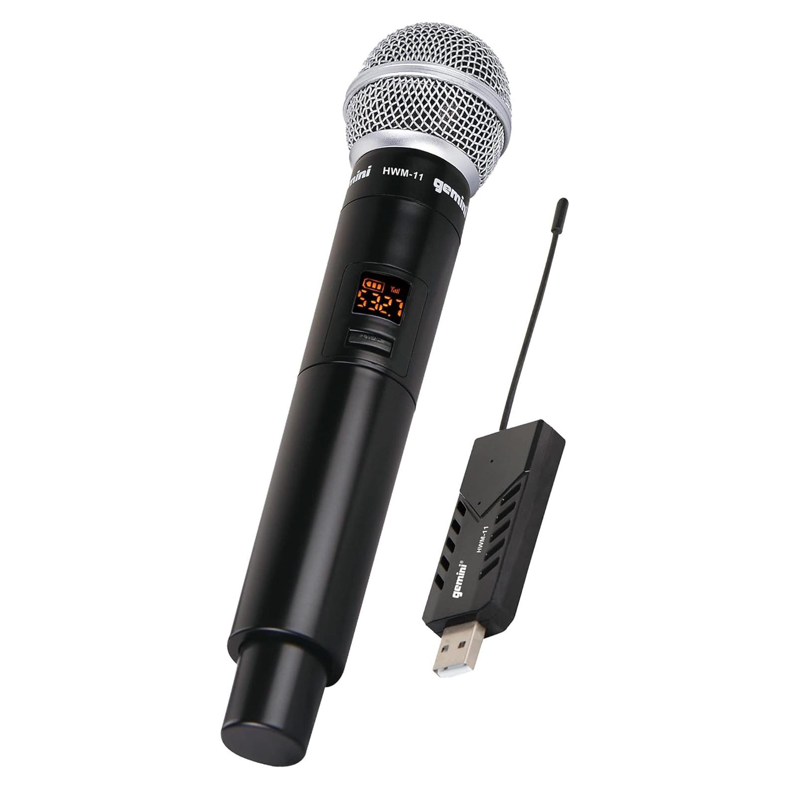 Sistema de micrófono dinámico inalámbrico UHF Gemini HWM11 USB