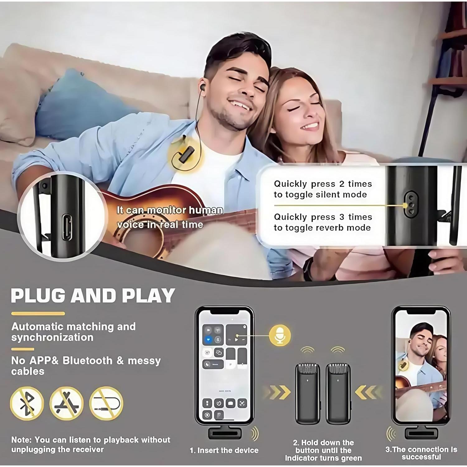 Mini Micrófono Lavalier Inalámbrico QCL MKF-001 con Reducción de Ruido