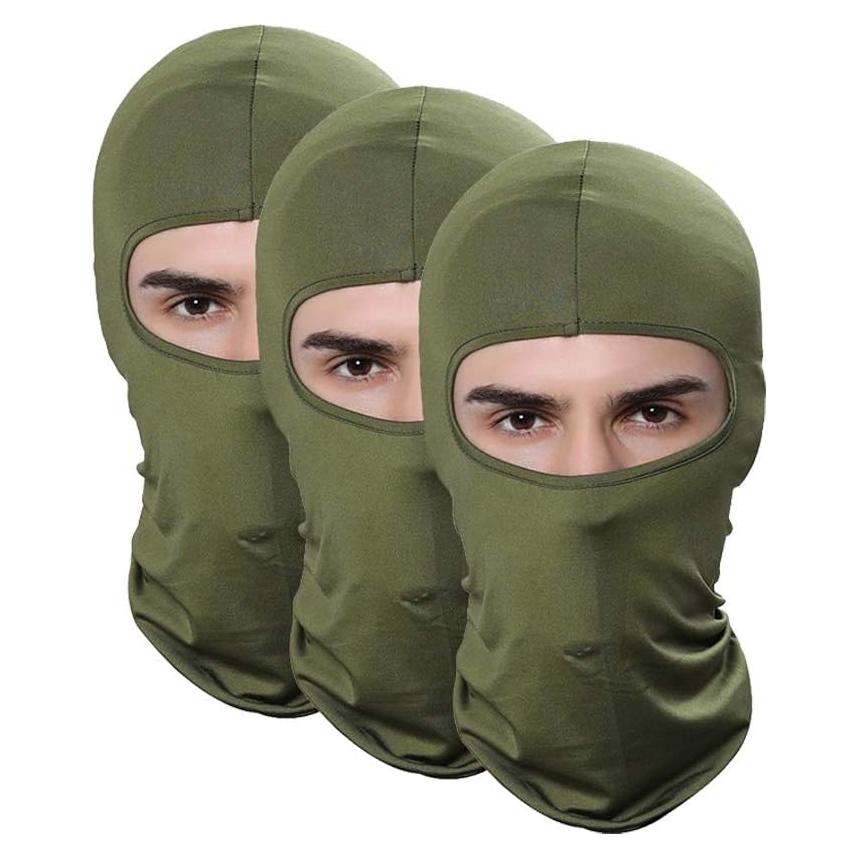 Paquete de 3 Pasamontañas Balaclava Verde Ejército Unisex