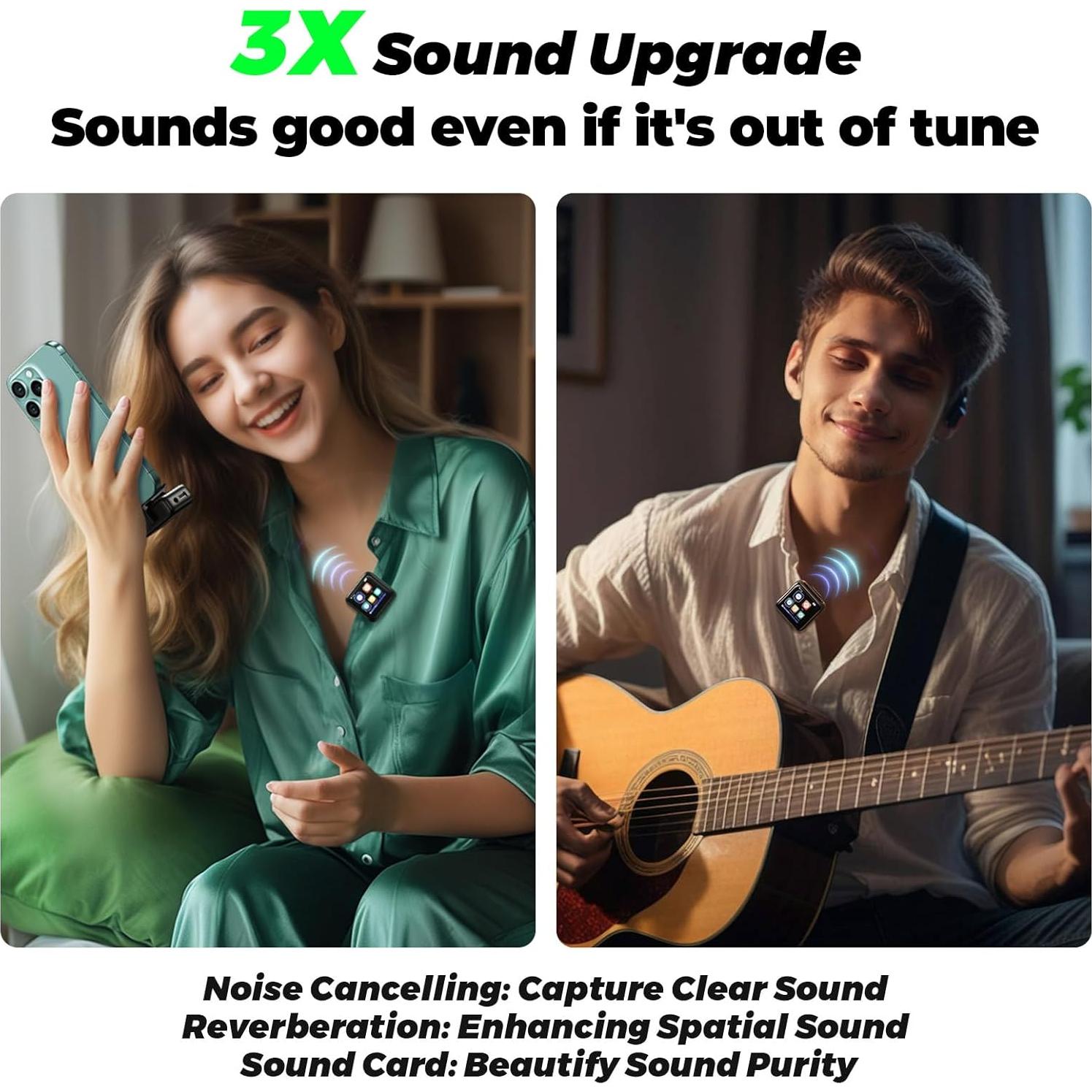 Micrófono Lavalier Inalámbrico ATKTTOP con Cancelación de Ruido