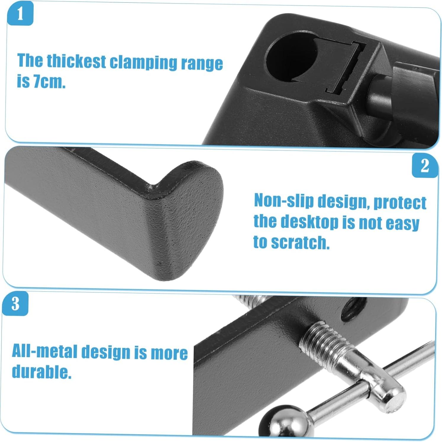 Base de Soporte de Micrófono Ajustable Negro - Abrazadera de Hierro