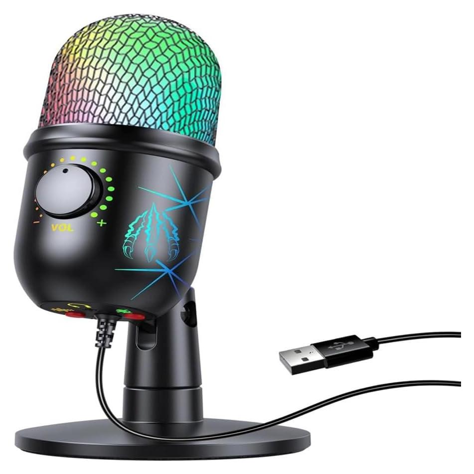 Micrófono de Condensador USB axGear MIC-V5 con RGB y Reducción de Ruido