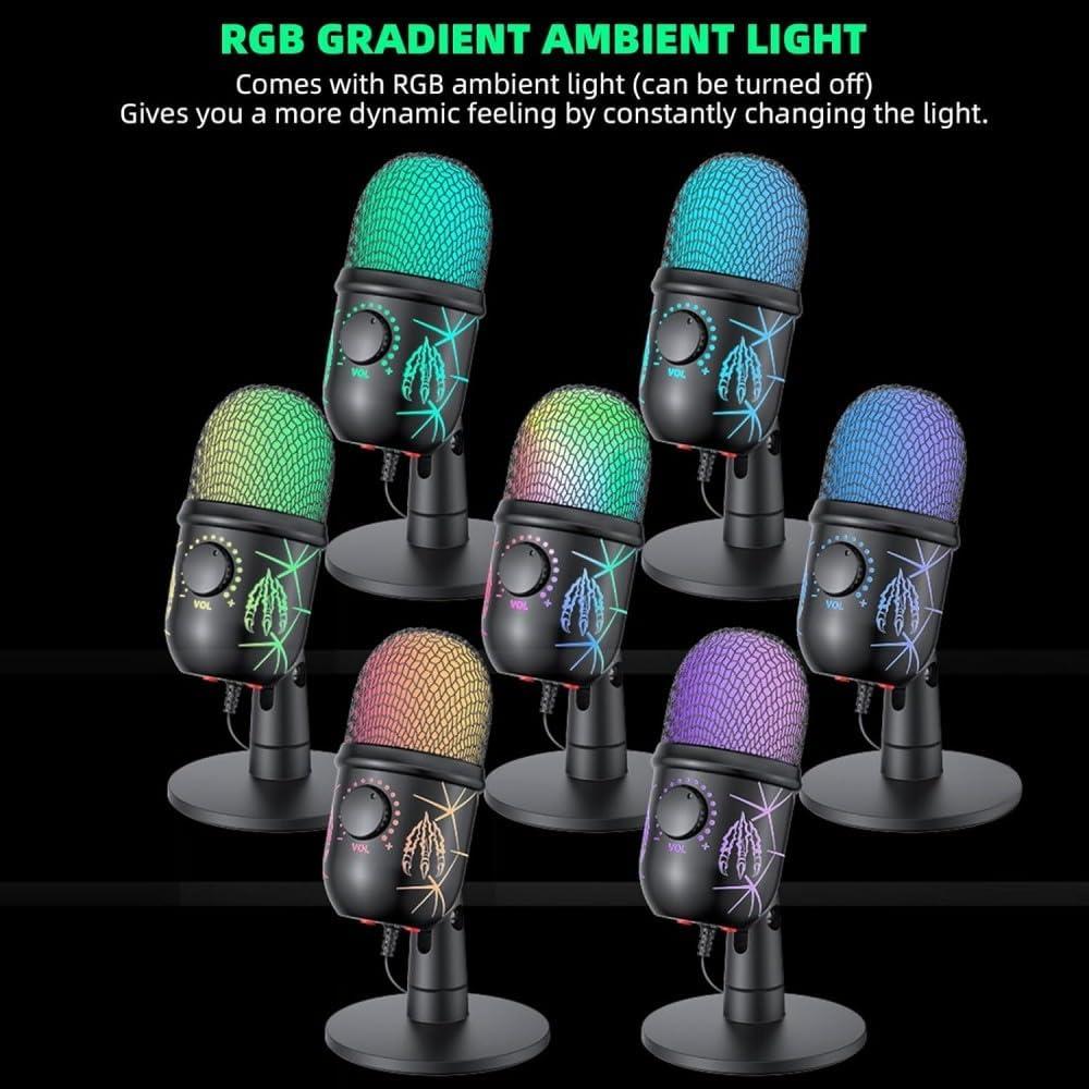 Micrófono de Condensador USB axGear MIC-V5 con RGB y Reducción de Ruido